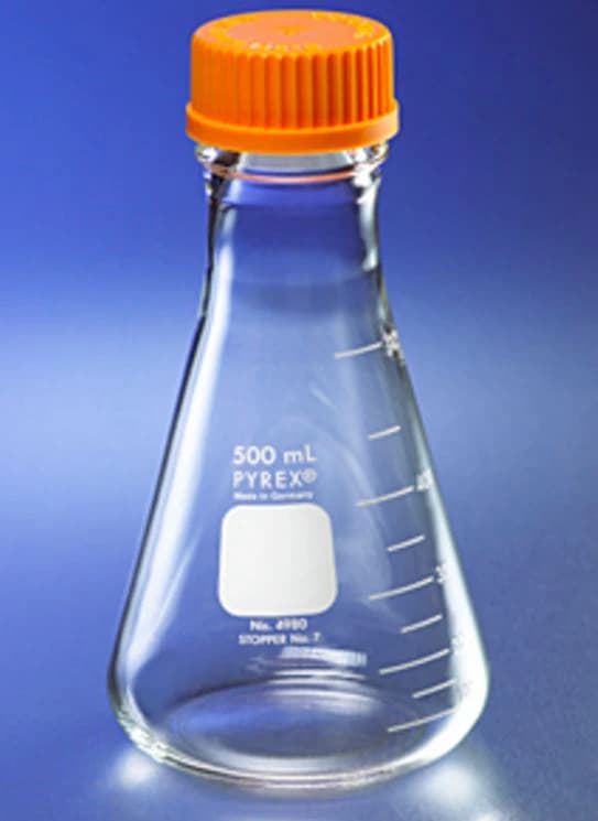 Pyrex Erlenmeyer Flask, Borosilicate Glass, 4000mL, Wide Mouth, Screw Cap, Graduated, Clear - Flask Erlenmeyer Screw Cap - Image 1
