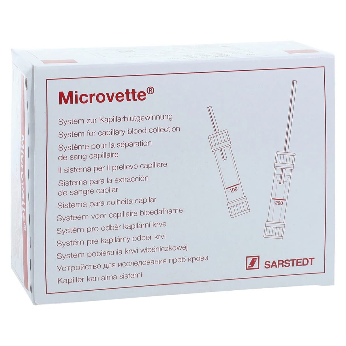 Sarstedt Microvette CB200 Blood Collection Capillary Tube, Polypropylene, 200 µL, Violet Cap, Non-Sterile, 100/Box - Microcuvette CB200 - Image 1