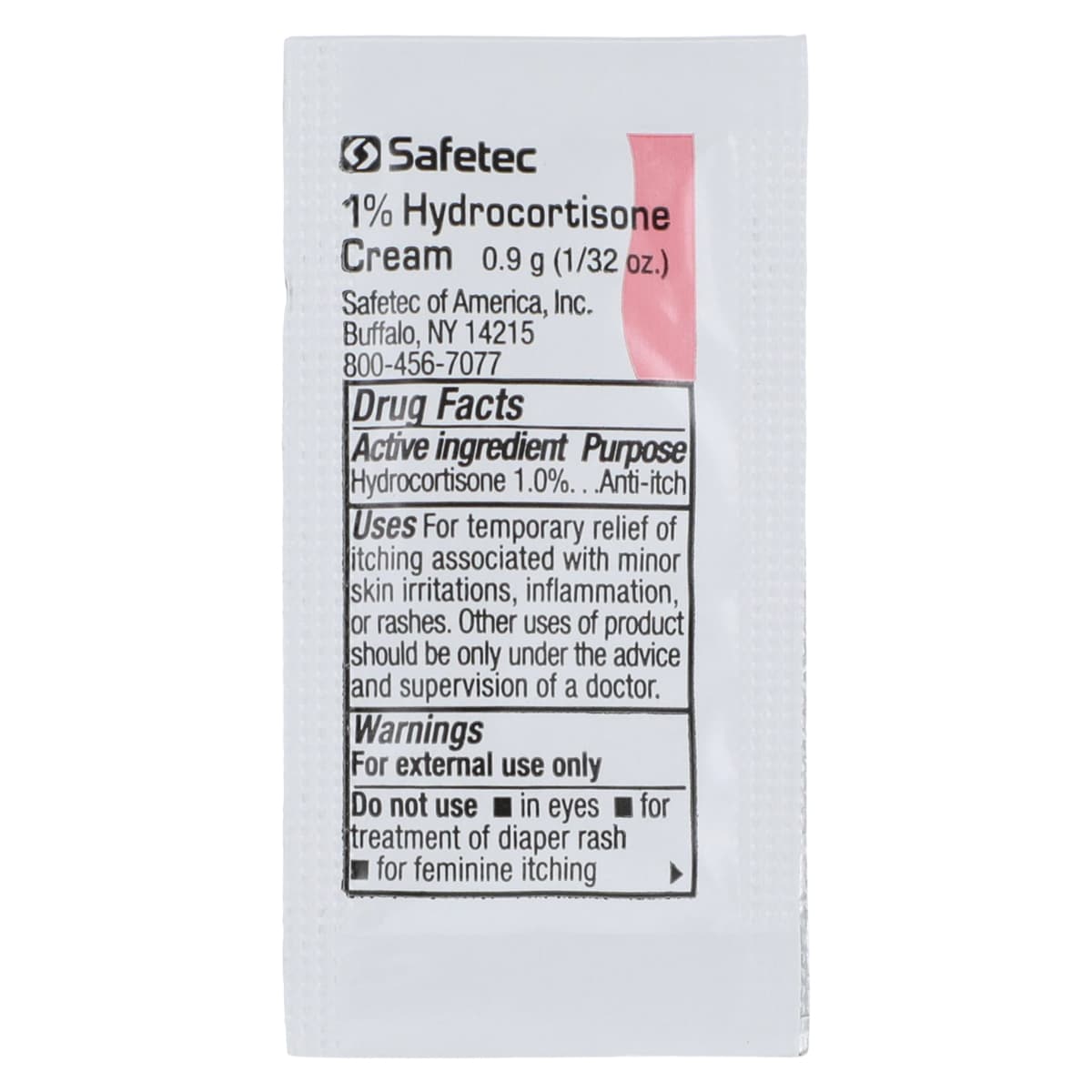 Hydrocortisone 1% Topical Cream, 0.9g Foil Packet, 144/Box, Safetec thumbnail 3