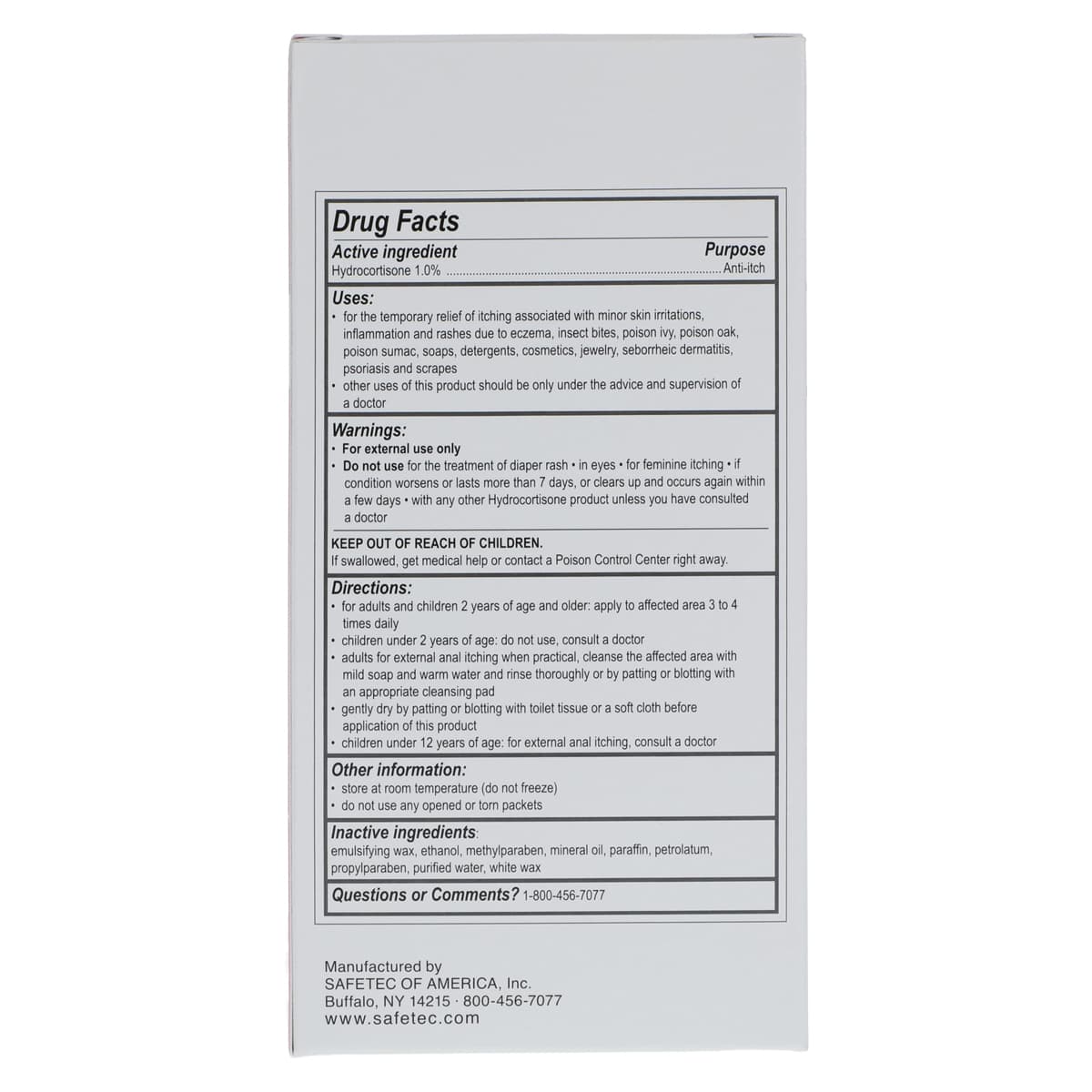 Hydrocortisone 1% Topical Cream, 0.9g Foil Packet, 144/Box, Safetec thumbnail 6