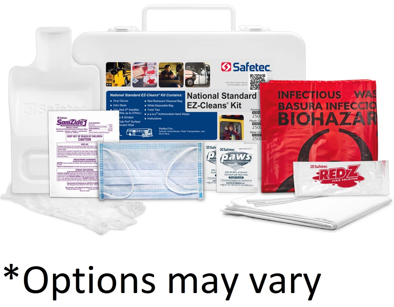 EZ-Cleans Biohazard Spill Kit, 8-10 gal, White, Non-Sterile, Plastic, with Gloves, Red Z Solidifier, Scoop, Germicidal Wipe, and Trash Bag - Body Fluid Clean Up Kit - Image 1