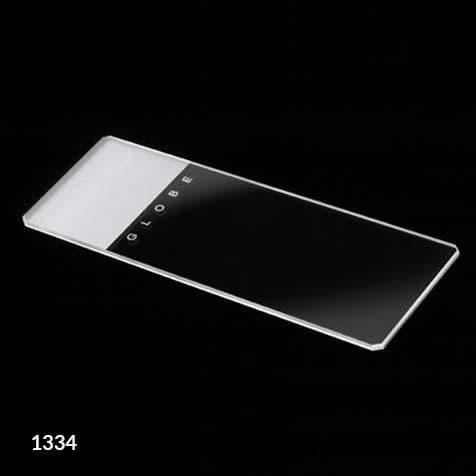 Globe Scientific Frosted Microscope Slides, 25x75mm, 1mm Thick, 45° Beveled Edges, Clipped Corners, 1 End/1 Side Frosted, 72/Box, 20 Boxes/Case - Slide Frost Beveld 25x75x1mm - Image 1