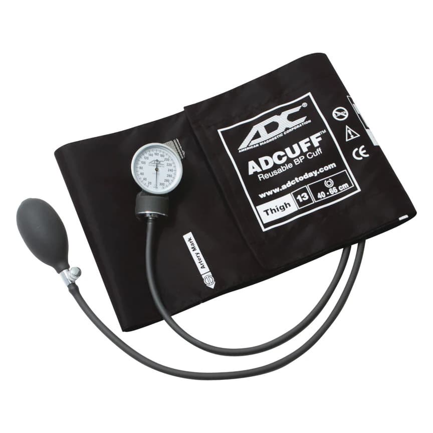 American Diagnostic Prosphyg 760 Series Aneroid Sphygmomanometer Thigh Cuff, Size 13, Black, Latex-Free, 76013TBK thumbnail 2