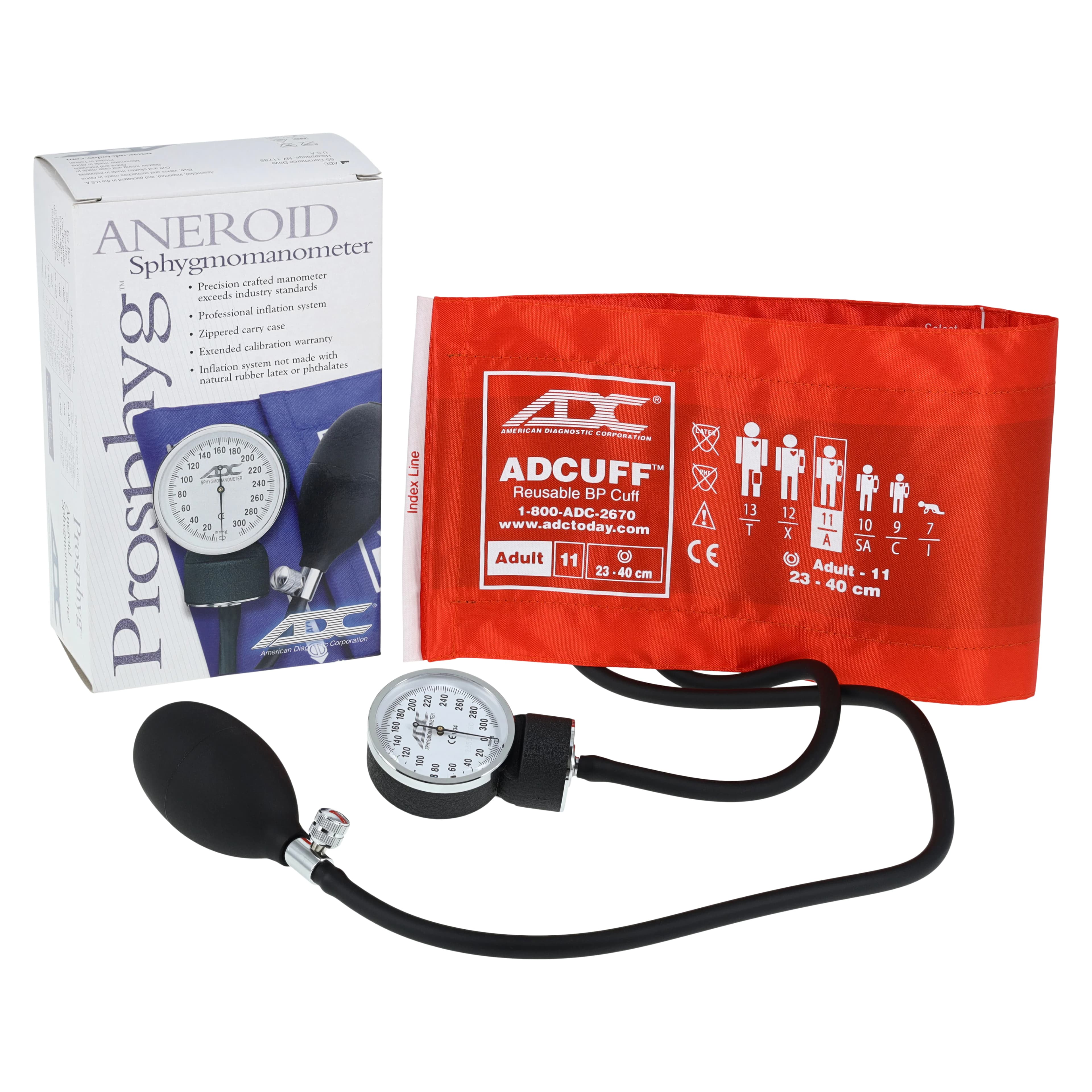 Prosphyg 760 Series Aneroid Sphygmomanometer, Size 11, Orange, Latex-Free, Arm Dial Display - Prosyphg Aneroid Sphyg Orange - Image 1