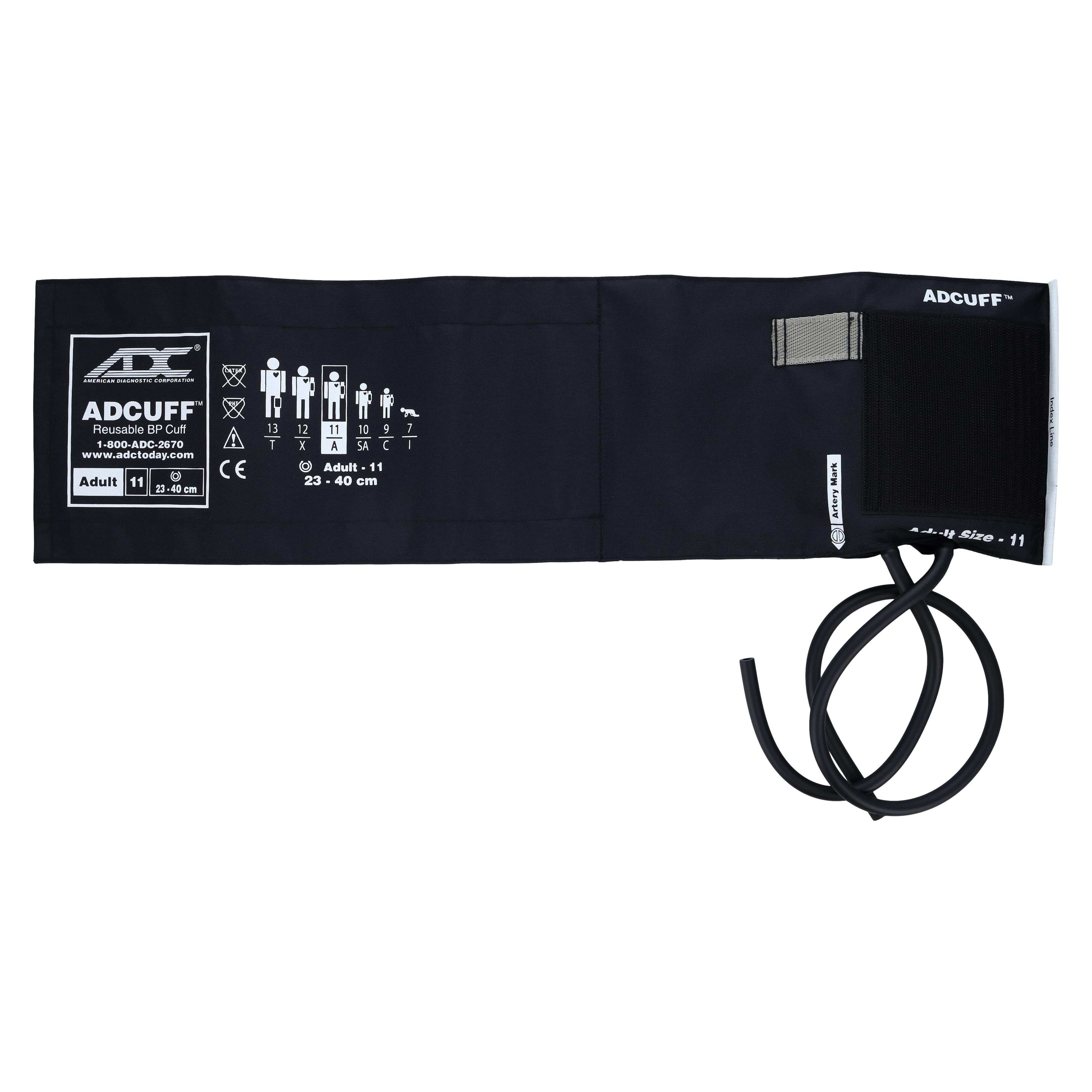 ADC Adcuff Blood Pressure Cuff & Bladder, Size 11, Black, 2-Tube, Latex-Free, for Palm Style Aneroid Instruments thumbnail 2