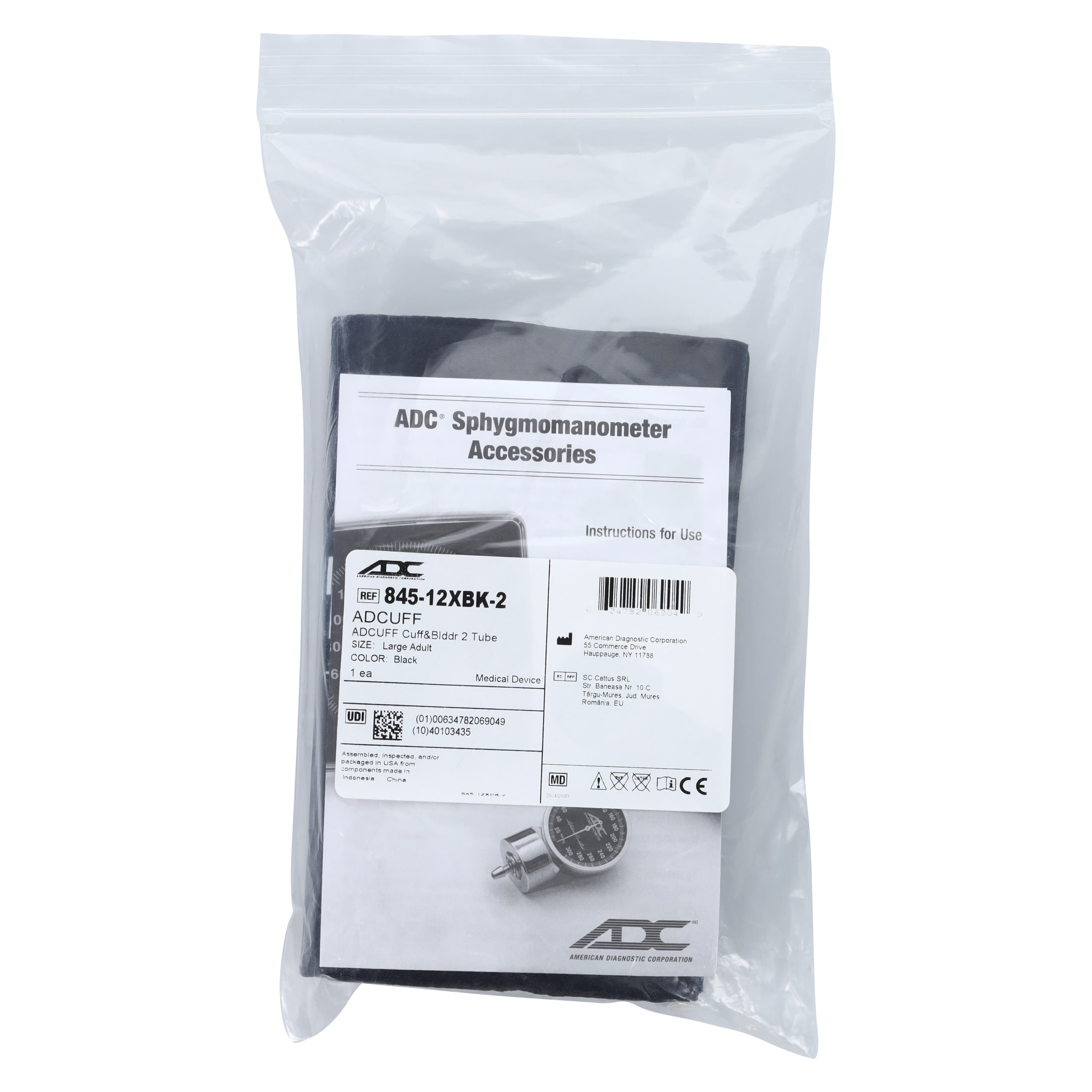 Diagnostix Adcuff Blood Pressure Cuff & Bladder, 2-Tube, Size 12, Black, Latex-Free, for Palm Style Instruments thumbnail 4