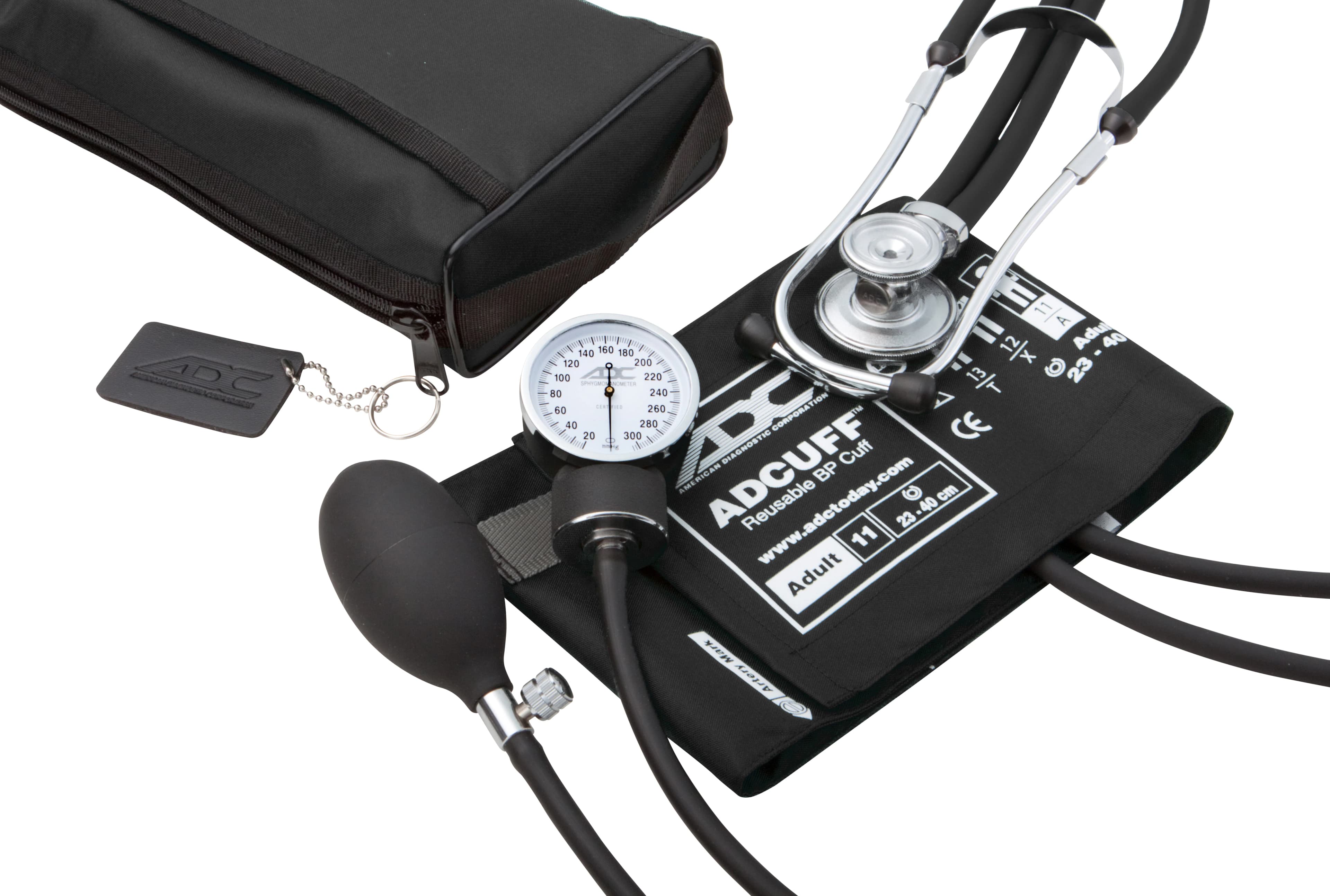 American Diagnostic Pro's Combo II Sprague Aneroid Sphygmomanometer & Stethoscope Kit, Adult, Black, 2-Tube, Each - Aneriod Stethoscope Pro Kit - Image 1