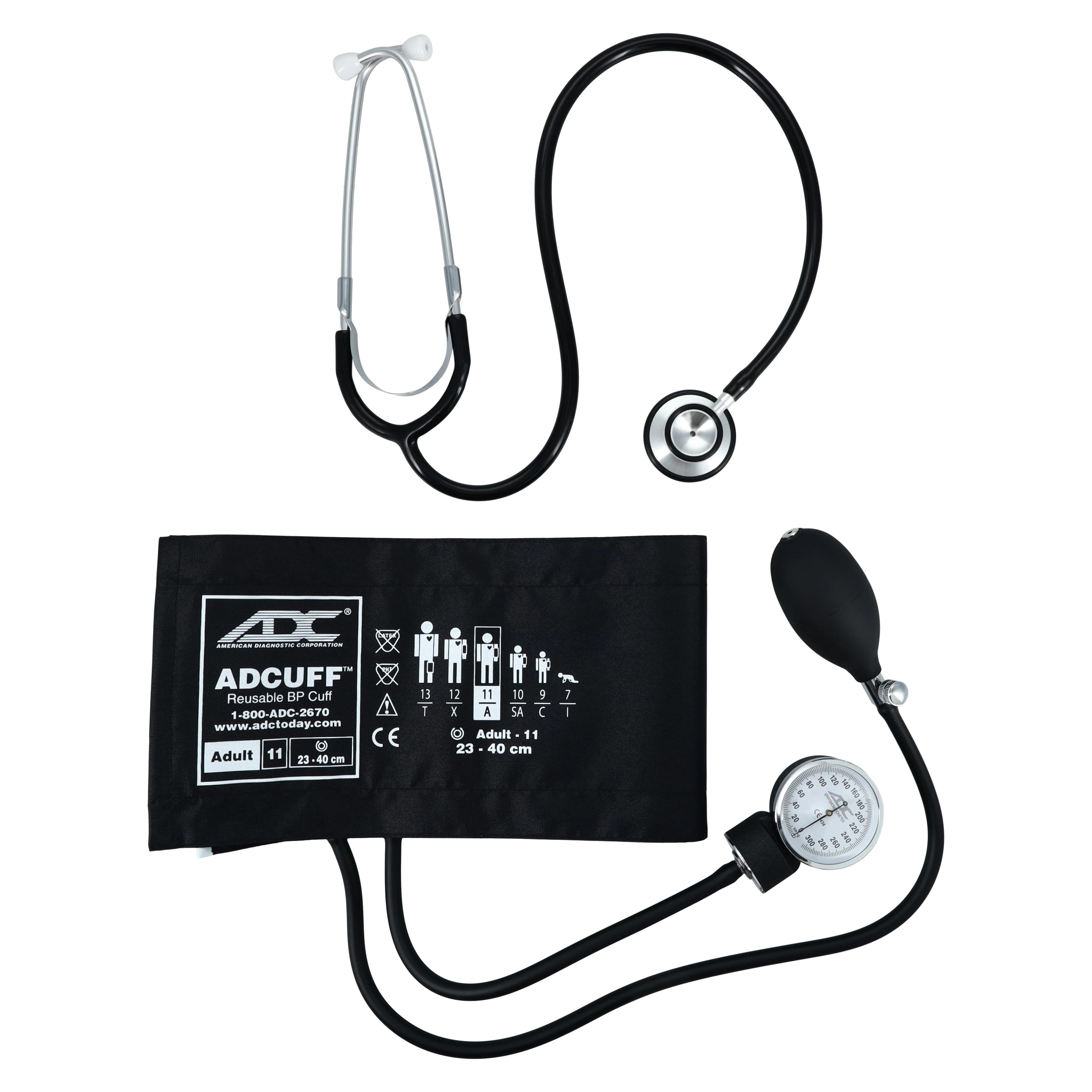 American Diagnostic Corp. Pro's Combo II DH Classic Aneroid Sphygmomanometer & Stethoscope Kit, Adult, Black, 2-Tube, Each thumbnail 2
