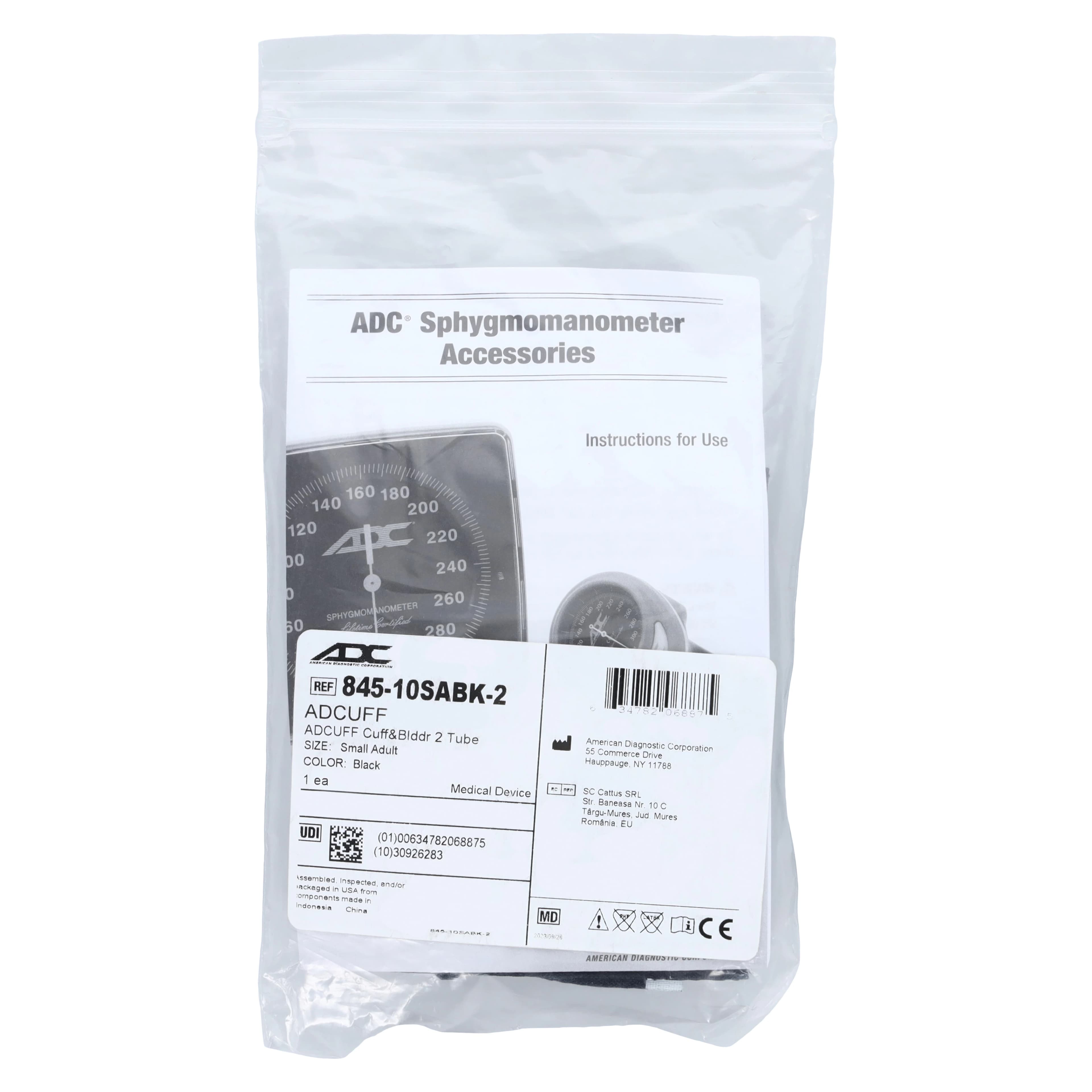 ADC Adcuff Blood Pressure Cuff & Bladder, 2-Tube, Size 10, Black, Latex-Free, for Palm Style Aneroid Instruments thumbnail 4
