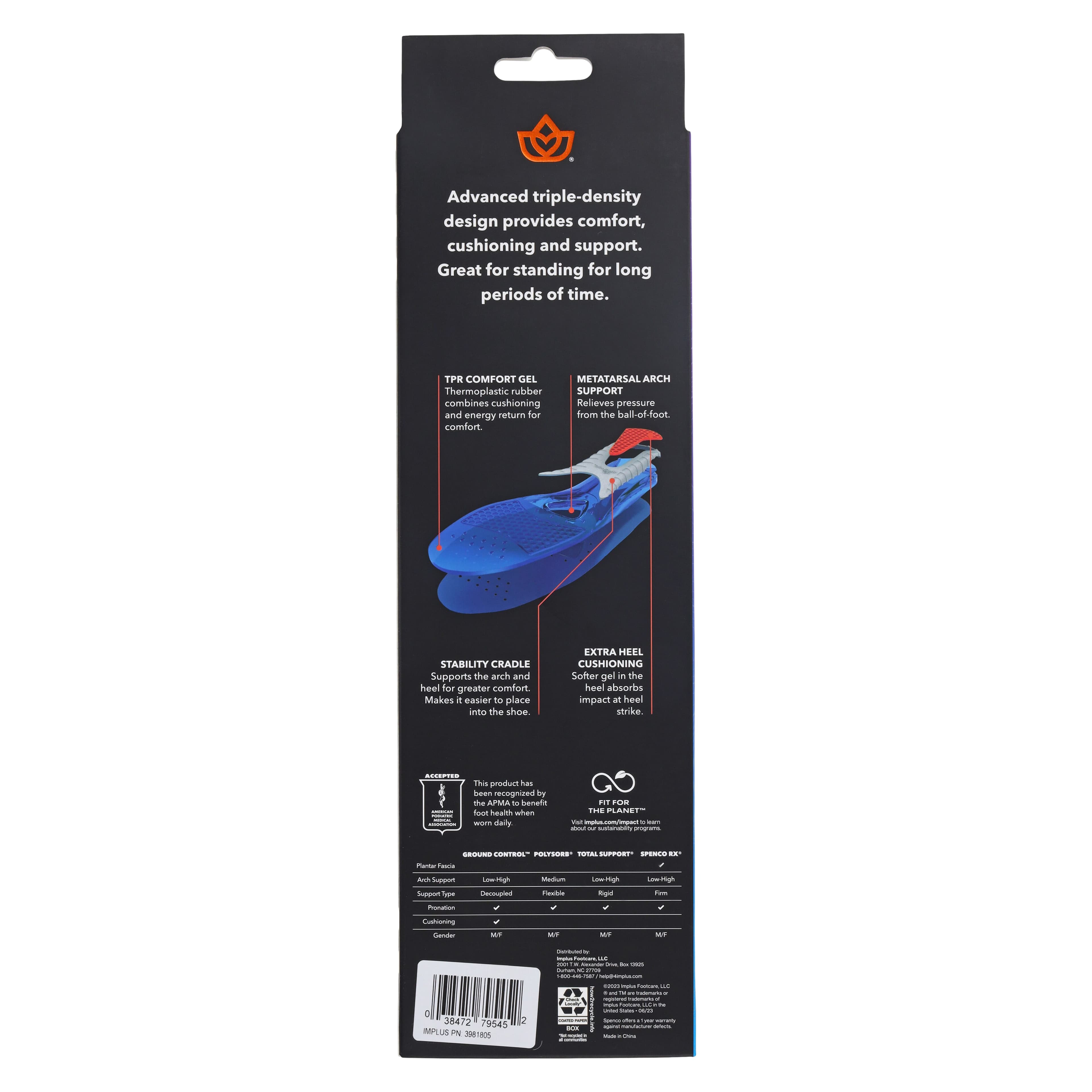 Performance Gel Insole, Full Length, Men's 12-13 / Women's 13-14.5 thumbnail 5