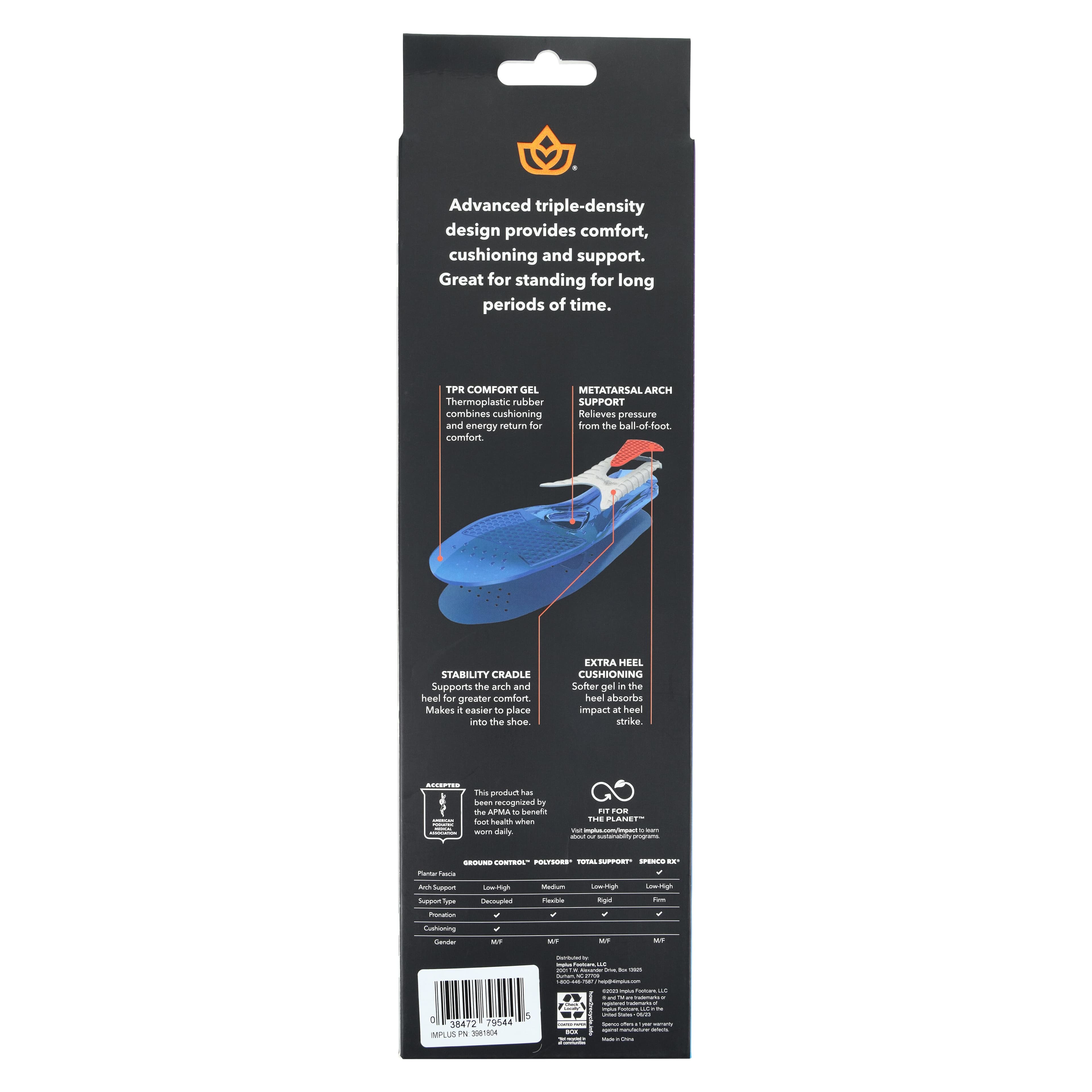 Performance Gel Insole, Full Length, Women's 11-12.5 / Men's 10-11.5 thumbnail 5