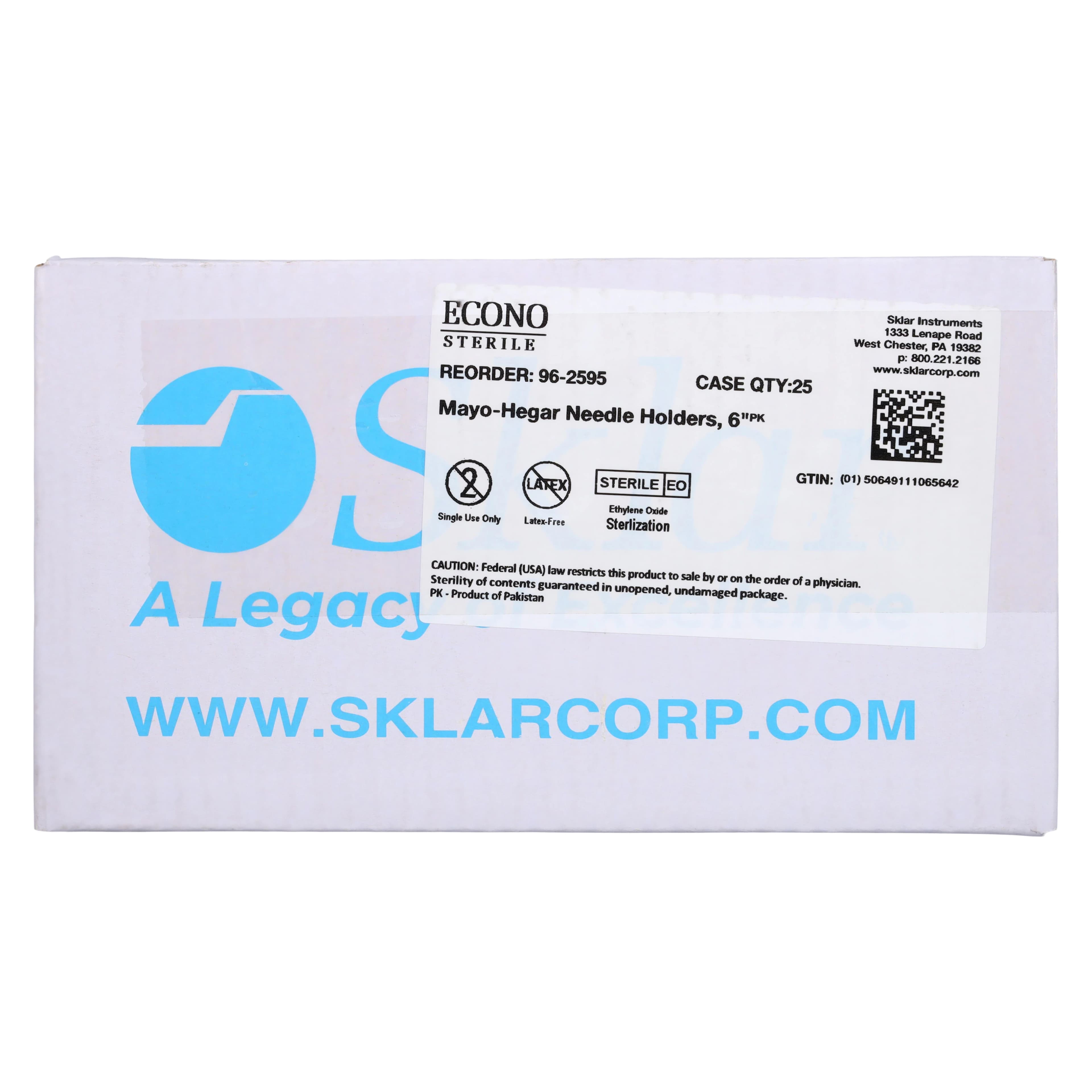 Sklar Econo Mayo-Hegar Needle Holder, Serrated Jaw, 6" Stainless Steel, 25/Case thumbnail 4