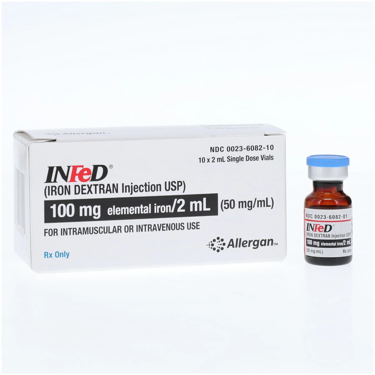 InFed (Iron Dextran) Injection, 50 mg/mL, Single-Dose Vial, 2 mL, 10/Package - InFed (Iron Dextran) SDV 2mL - Image 1