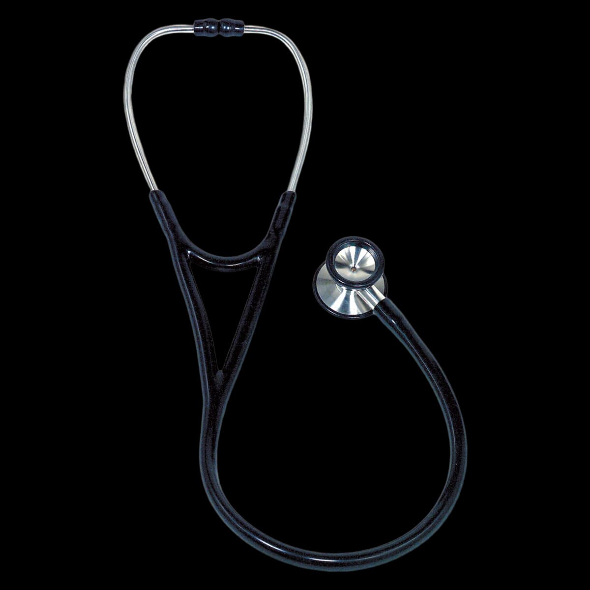 Cardiology Stethoscope, Adult, Black, Single Lumen Tubing, Dual Head - Stethoscope Black 2Hd Card - Image 1