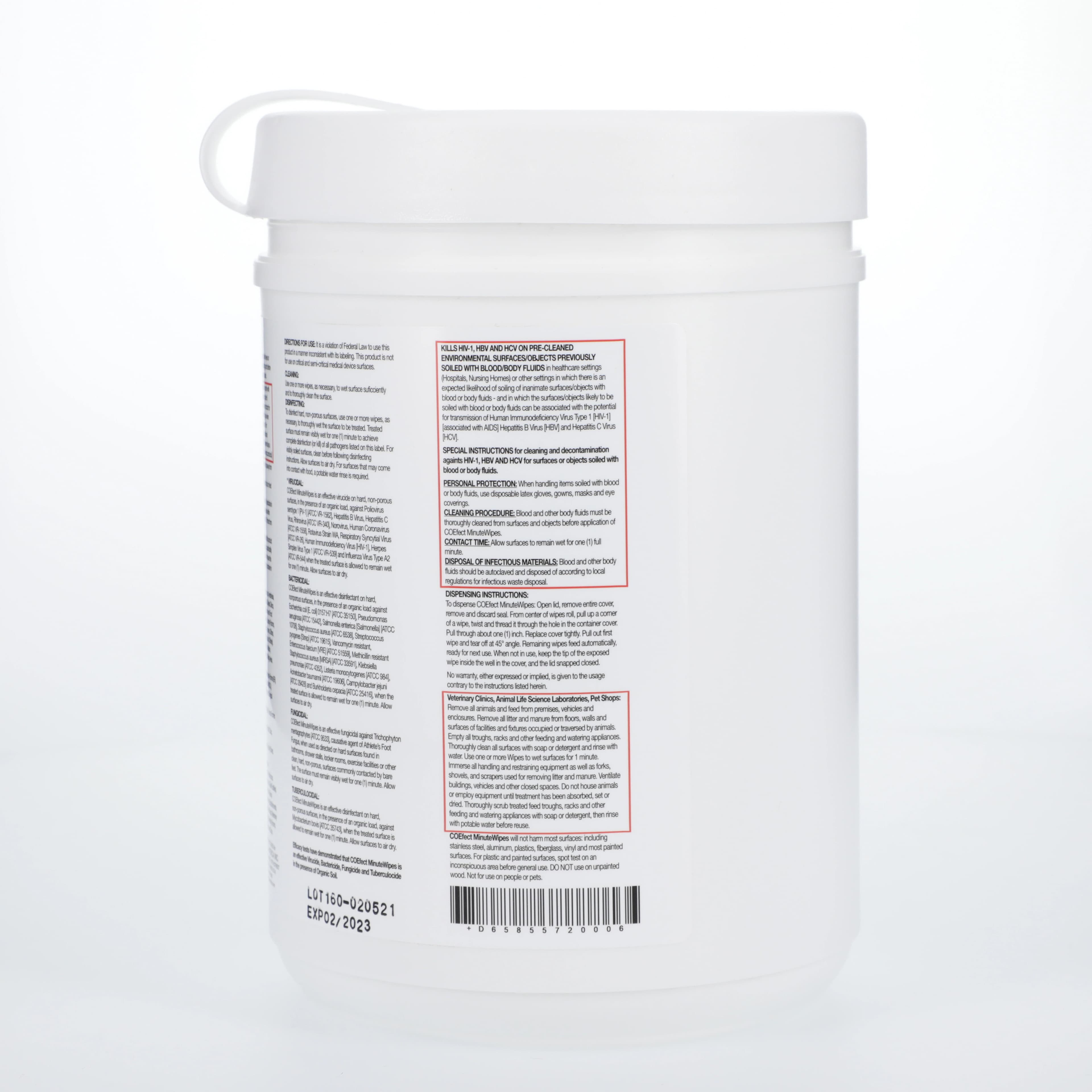 COEfect MinuteWipes Surface Disinfectant Wipes, 6" x 6.75", 160/Canister, 557200 thumbnail 3
