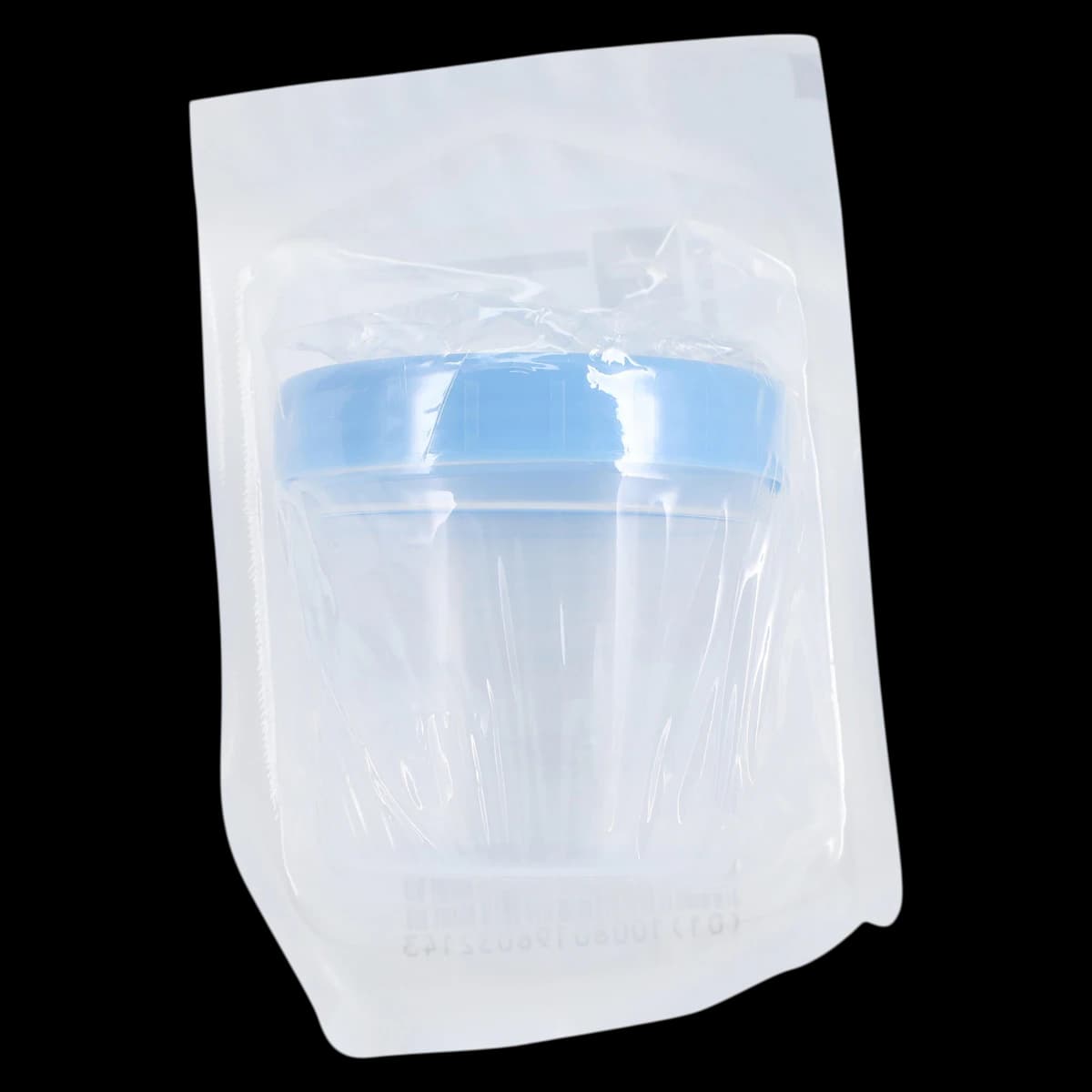 Medline Specimen Container, 4 oz, Sterile, Graduated, Blue Screw Lid, 100/Case - Container f/Specimen - Image 1