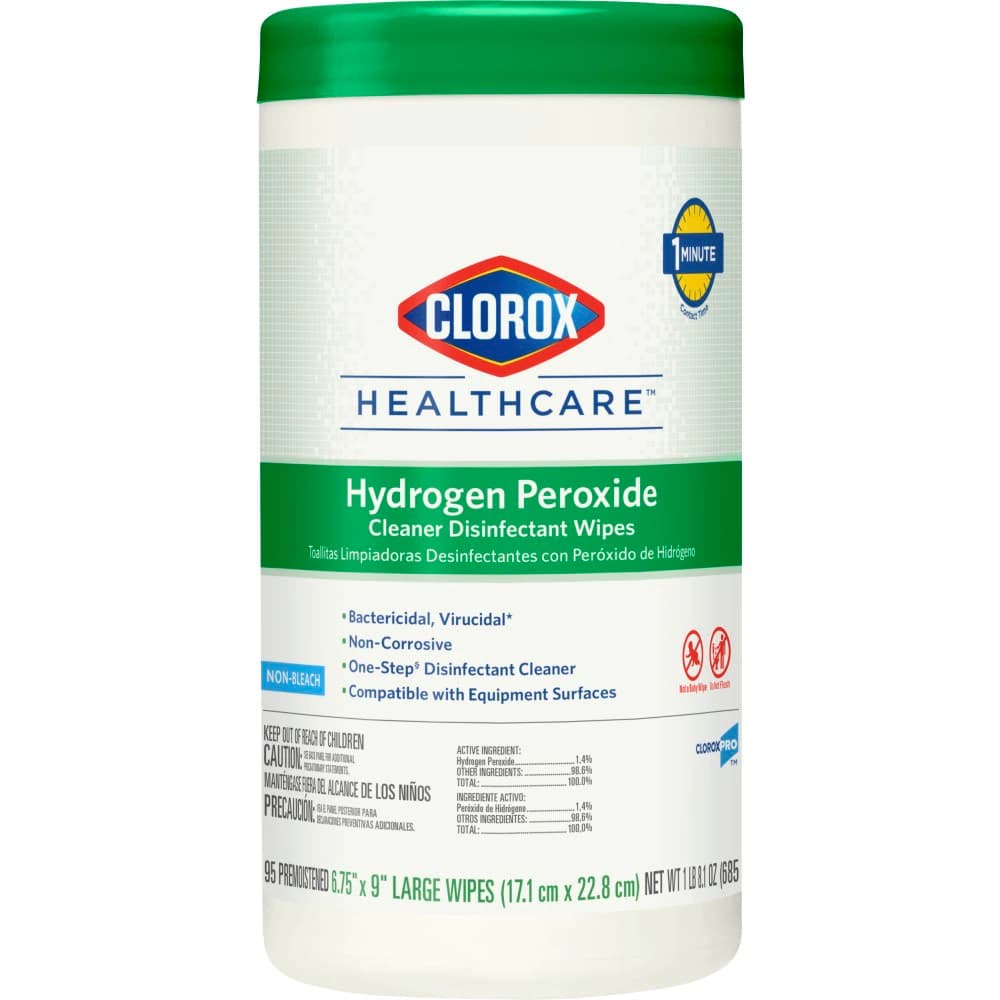 Clorox Healthcare Hydrogen Peroxide Cleaner Disinfectant Wipes, 6.75" x 9", Canister of 95, EPA 67619-24 thumbnail 2