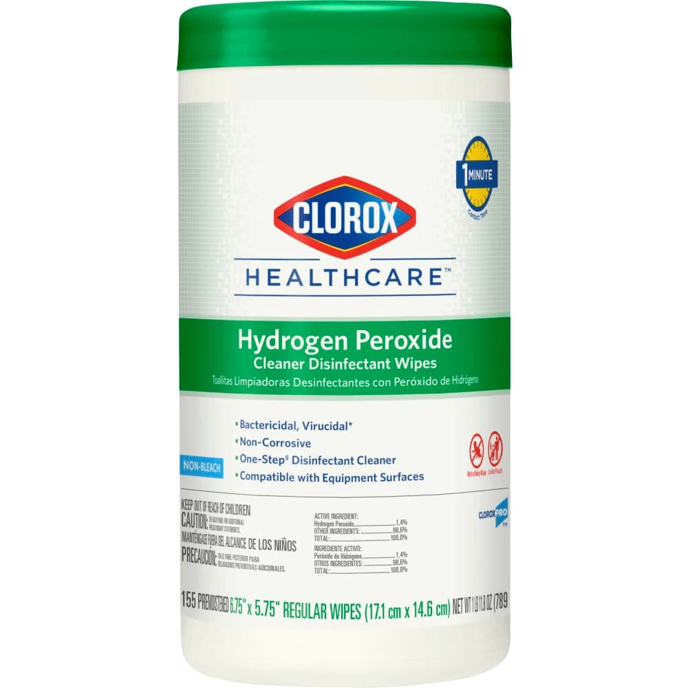 Clorox Healthcare Hydrogen Peroxide Cleaner Disinfectant Wipes, 6.75" x 5.75", 155 Wipes/Can, EPA 67619-25 thumbnail 2