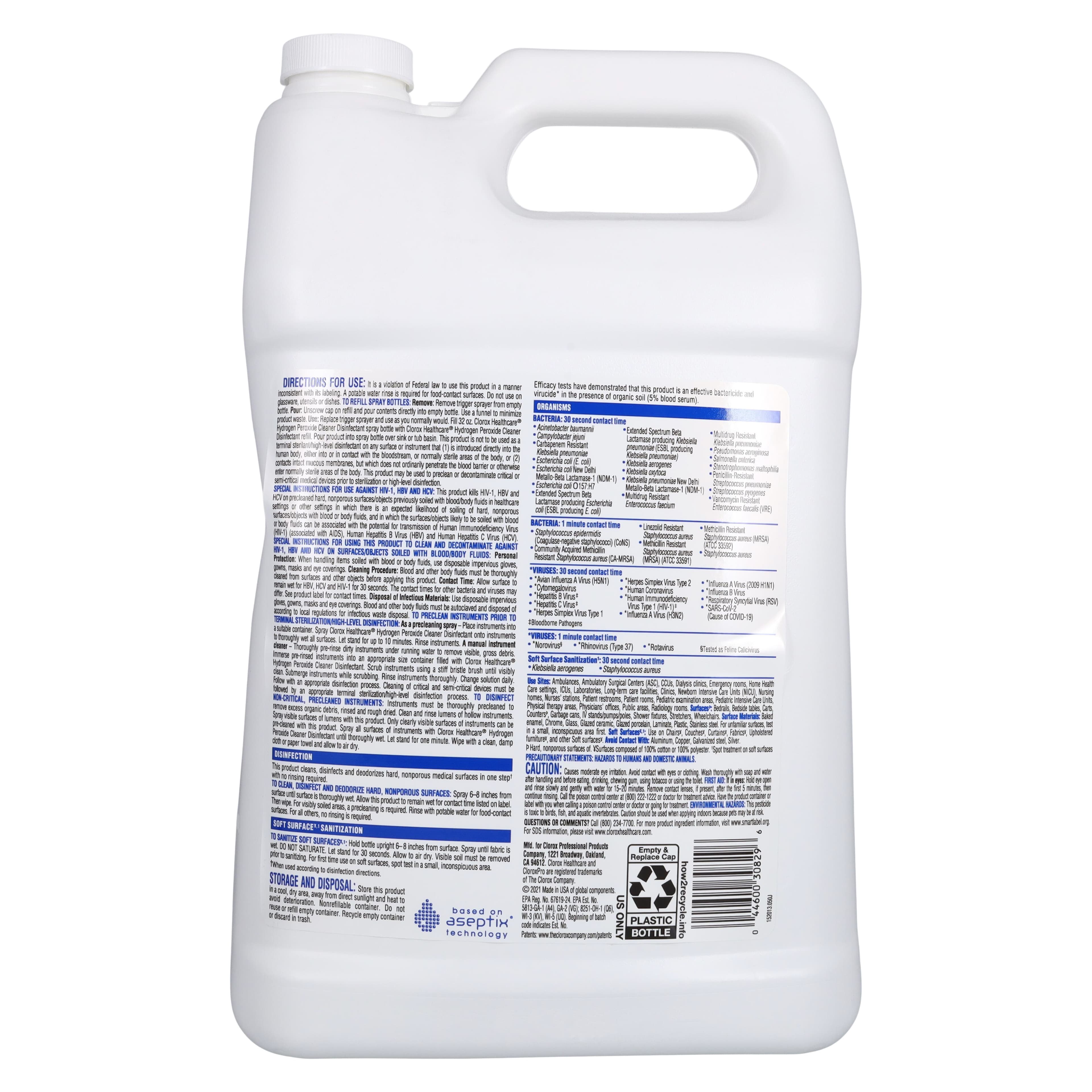 Clorox Healthcare Hydrogen Peroxide Disinfecting Cleaner Refill, 1 Gallon (128 oz), Case of 4, EPA 67619-24 thumbnail 2