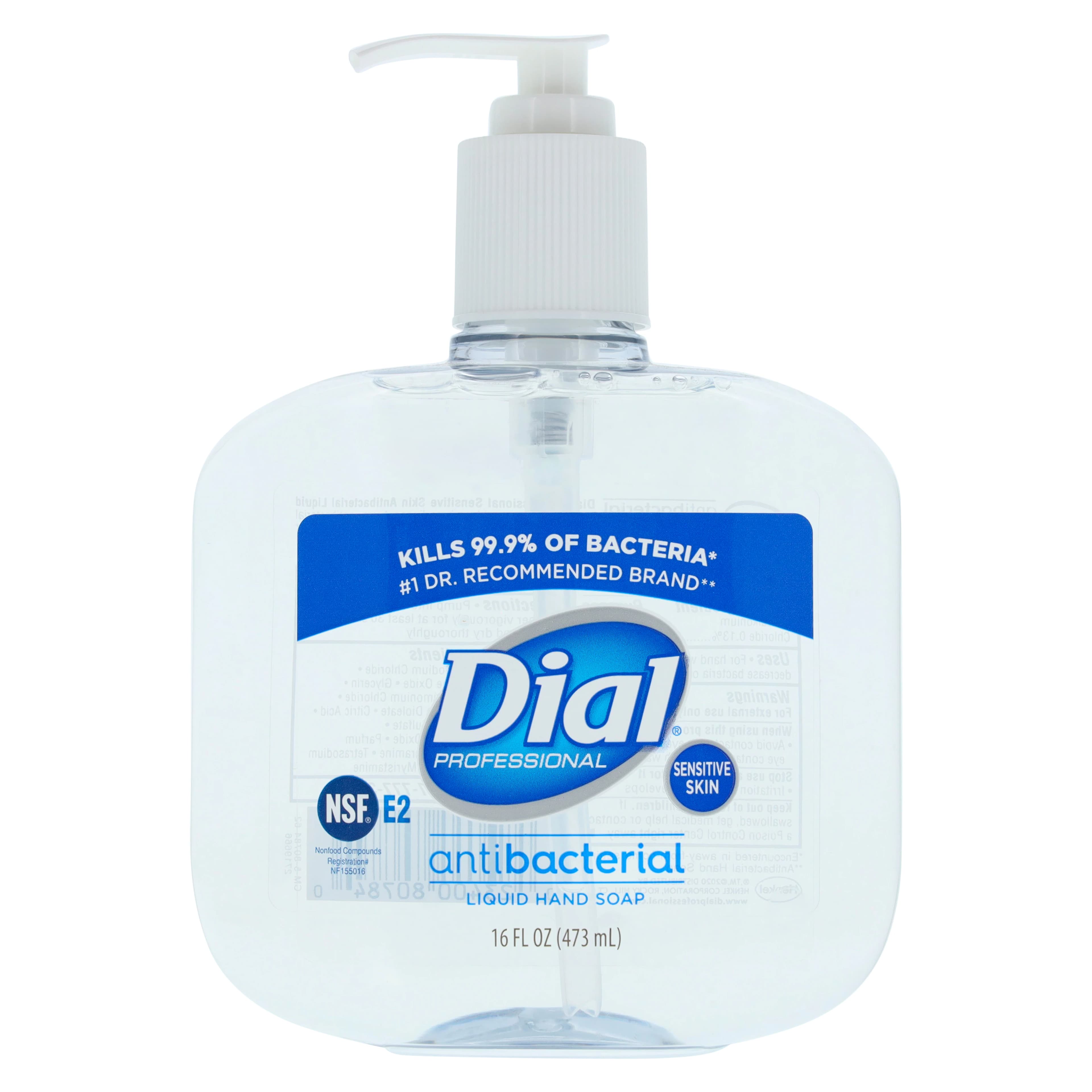Dial Liquid Soap, Sensitive Skin, 0.15% Triclosan, 16 oz Pump Bottle - DAVITA Dial Liq Soap Sensi Sk - Image 1