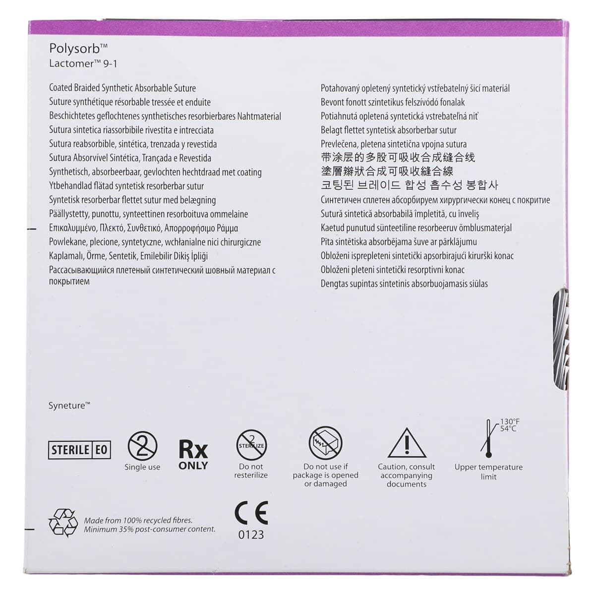 Medtronic Polysorb Suture, 2-0, 30" Polyester Braid, Absorbable, Coated, Undyed, V-20 Taper Point 1/2 Circle Needle 26mm, 36/Case thumbnail 6
