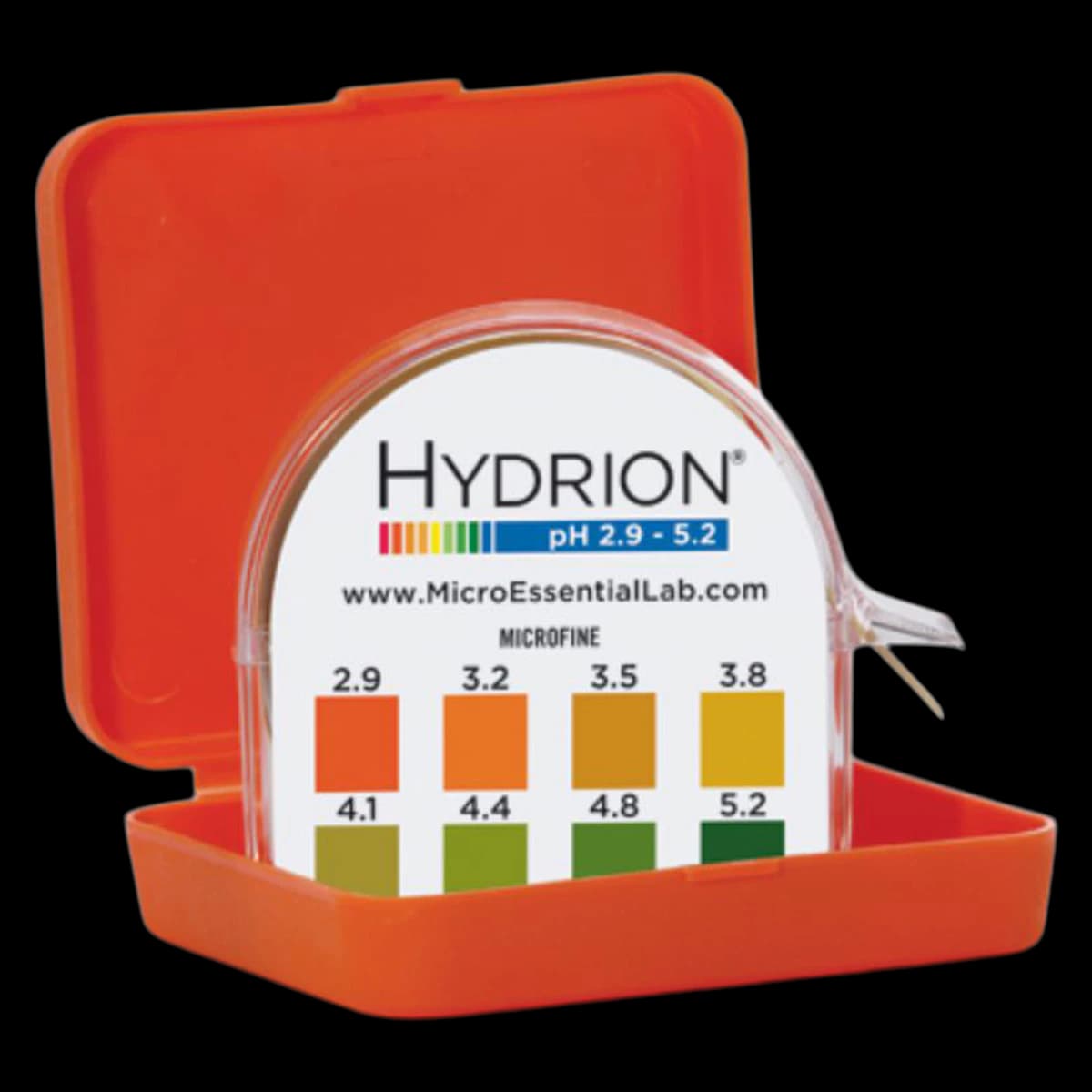 Hydrion MicroFine pH Test Strips, Range 2.9-5.2, with Color Chart, 10/Case - PH Test Paper-2.9-5.2 - Image 1