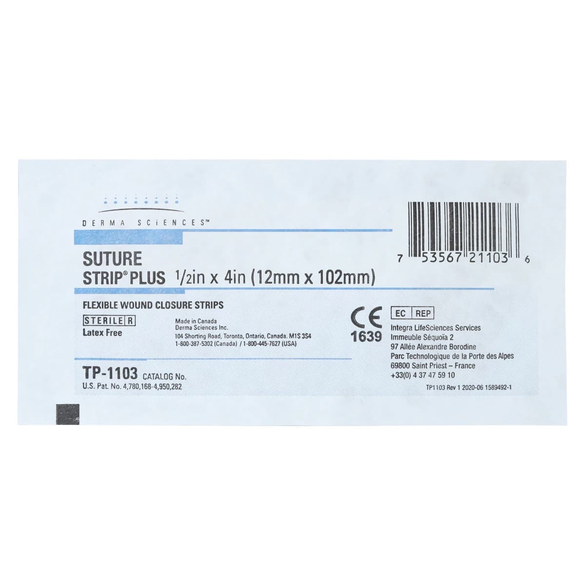 Gentell Suture Strip Plus Wound Closure Strip, 1/2" x 4", Tan, Water Resistant, Sterile, 50/Box thumbnail 3