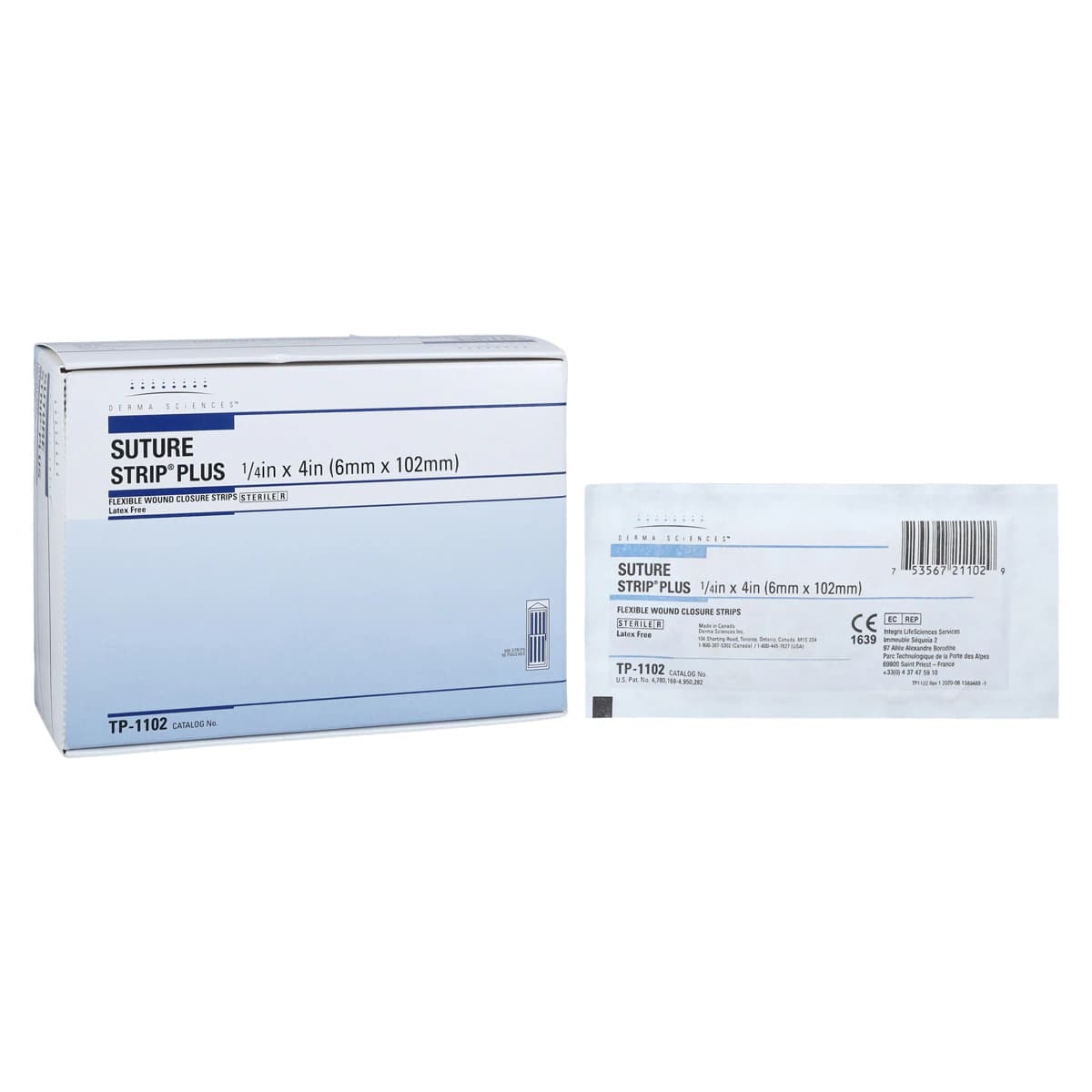 Suture Strip Plus Wound Closure Strip, 1/4" x 4", Tan, Water Resistant, Sterile, 50/Box thumbnail 2