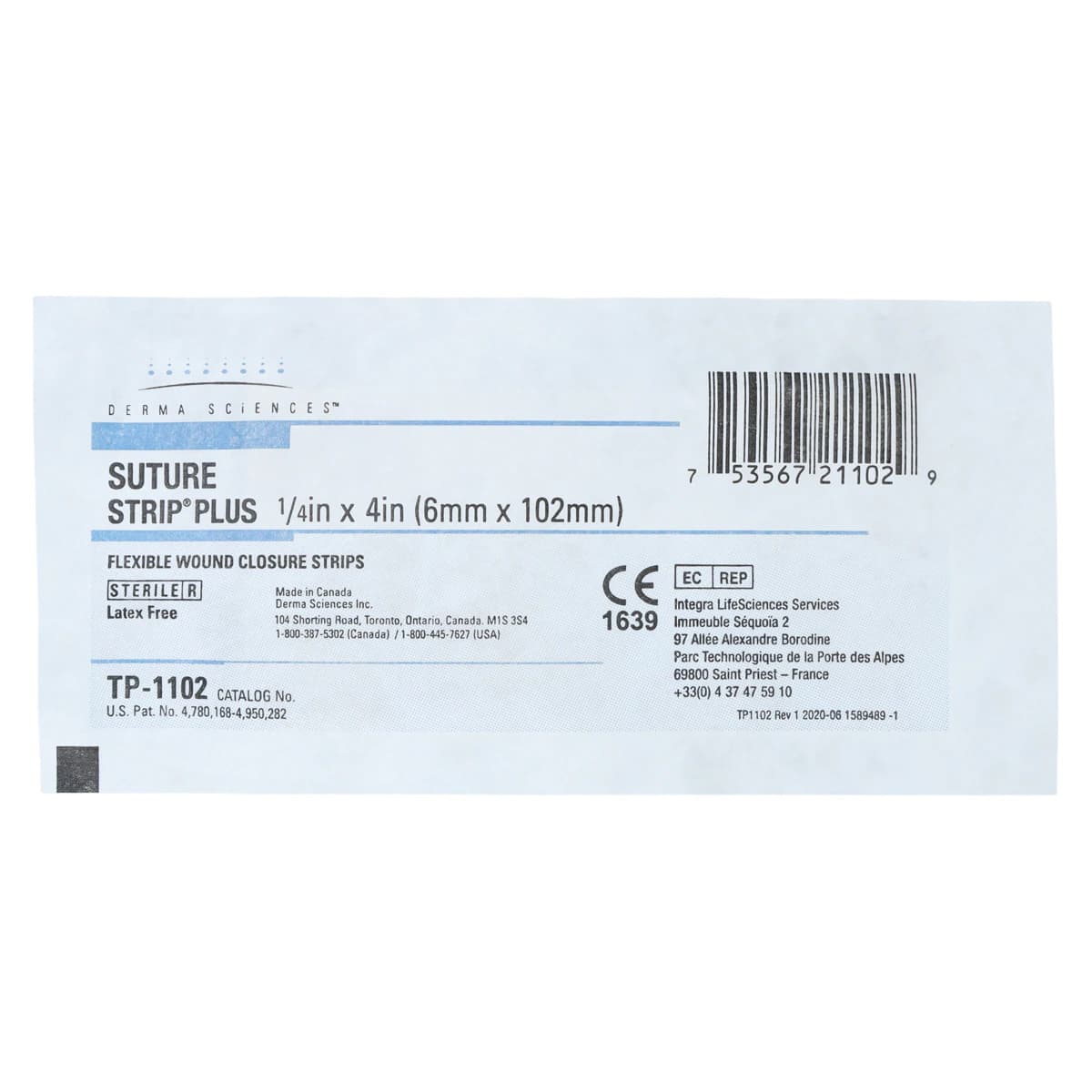 Suture Strip Plus Wound Closure Strip, 1/4" x 4", Tan, Water Resistant, Sterile, 50/Box thumbnail 3