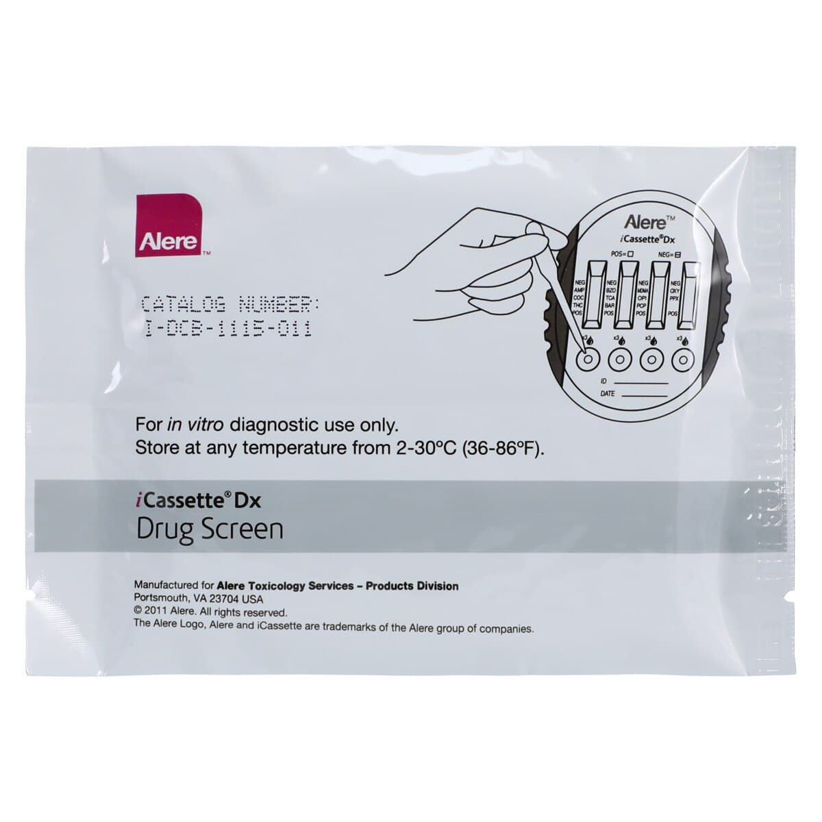 iCassette DX Drug Screen Test Kit, CLIA Waived, 11 Panel (COC/THC/OPI/AMP/PCP/BZO/BAR/MDMA/PPX/OXY/TCA), 25/Box thumbnail 3