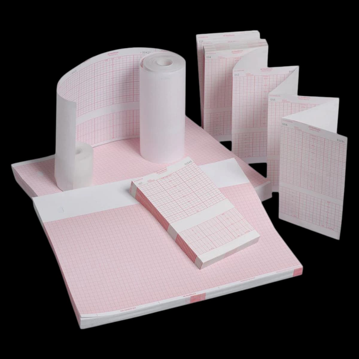 SunMed ECG/EKG Recording Paper, Thermal Z-Fold, Red Grid, Que Hole, 1/Package - Paper Thermal Z-Fold Red Grid - Image 1