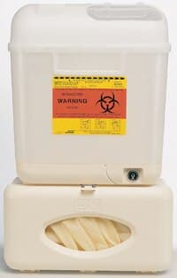 BD Wallmate Sharps Collector with Glove Box Holder, 5.4 Quart, Red, 305550 - Sharps Collector Red Large 5.4 Quart w/Attached Glove Holder - Image 1