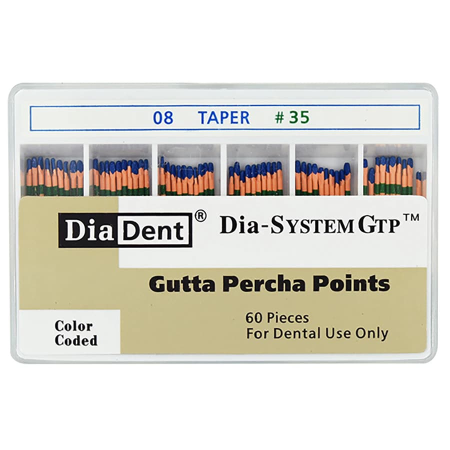 EdgeEndo Gutta Percha Points, Double, 0.08 Taper, Size #35, 28 mm, Green, 60/Package - Gutta Percha Points - Image 1