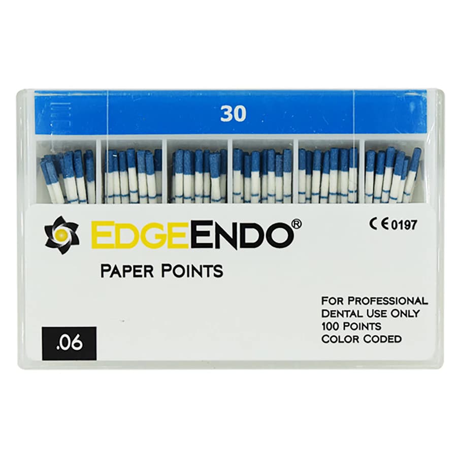 EdgeEndo 0.06 Paper Points, #30 Tapered, 29mm, Sterile, 60/Box - EdgeEndo 0.06 Paper Points - Image 1