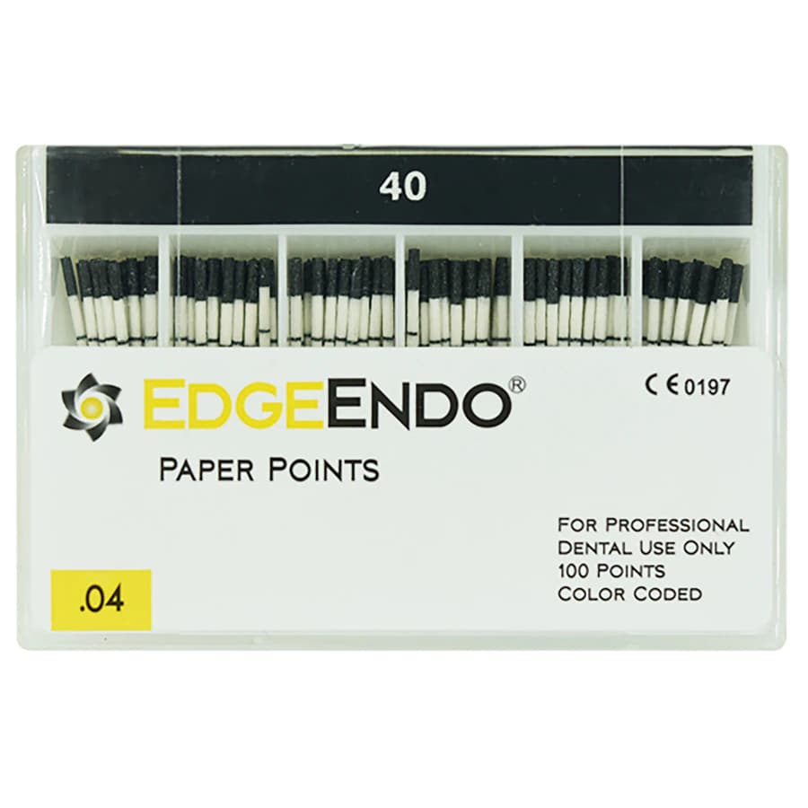 EdgeEndo 0.04 Paper Points, ISO 40, 29mm, Black, Sterile, 100/Box - EdgeEndo 0.04 Paper Points - Image 1