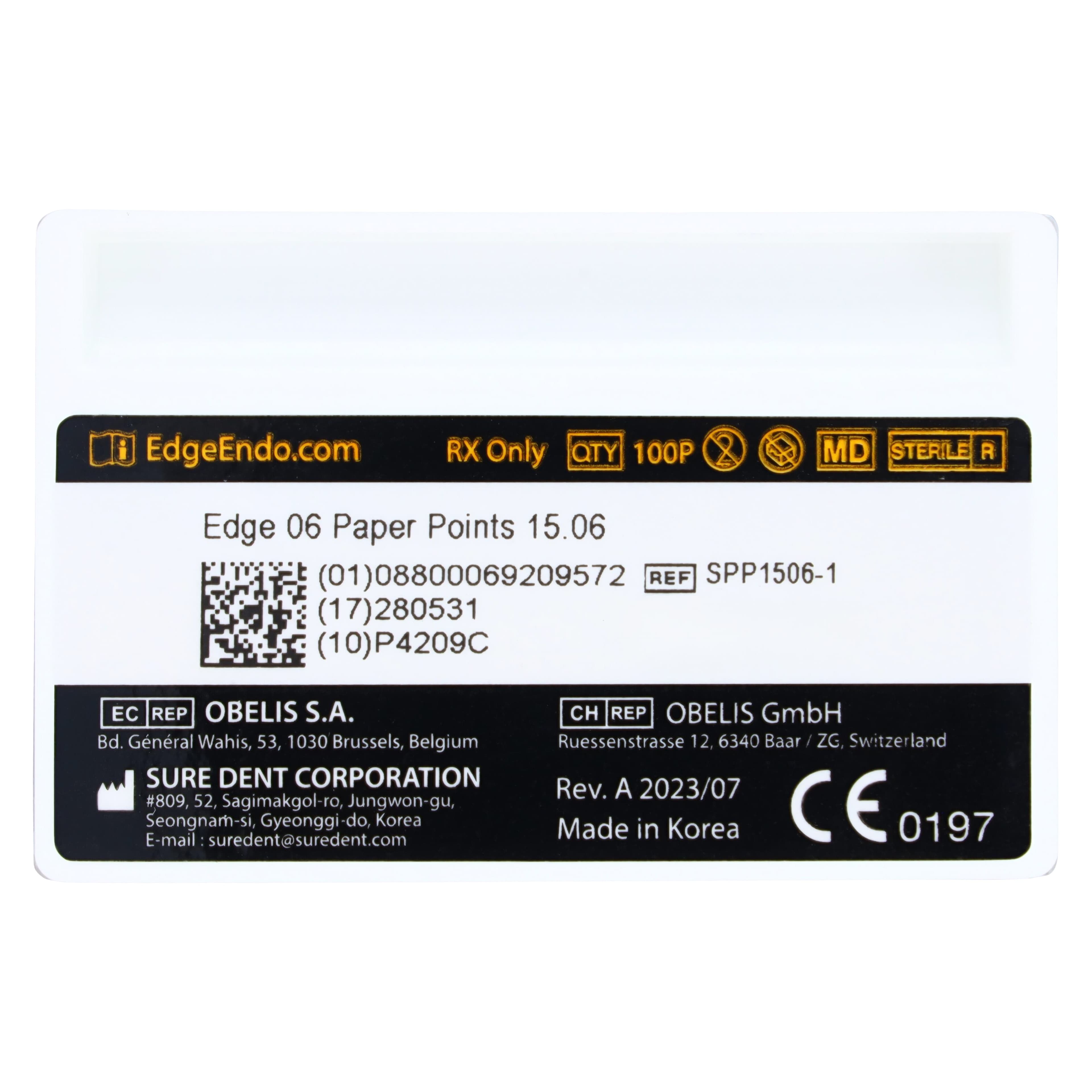 EdgeEndo 0.06 Paper Points, Size 15, White, Sterile, 29mm, 100/Box thumbnail 7