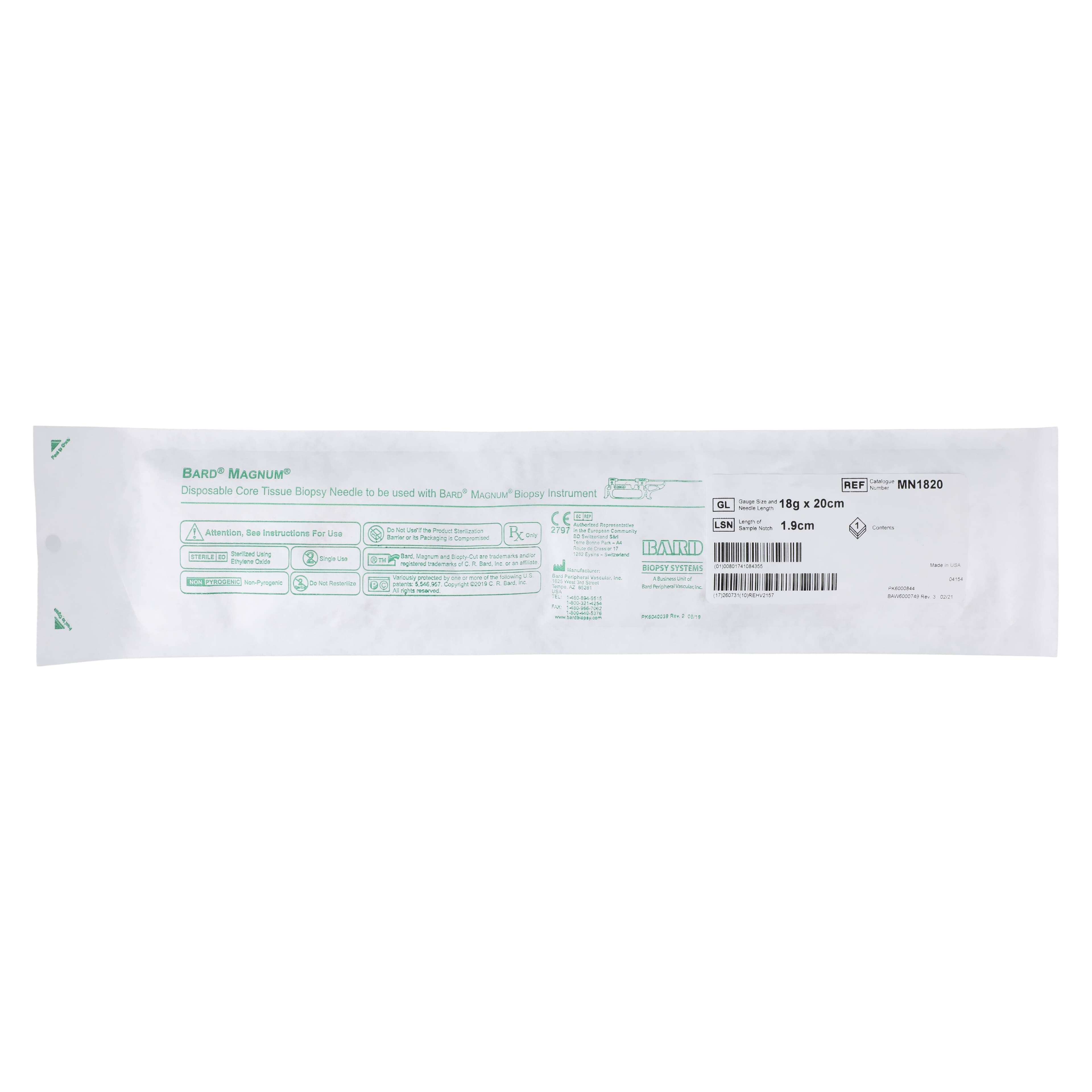 Bard Magnum Biopsy Needle, 18 Gauge, 20 cm, Sharp Trocar thumbnail 2