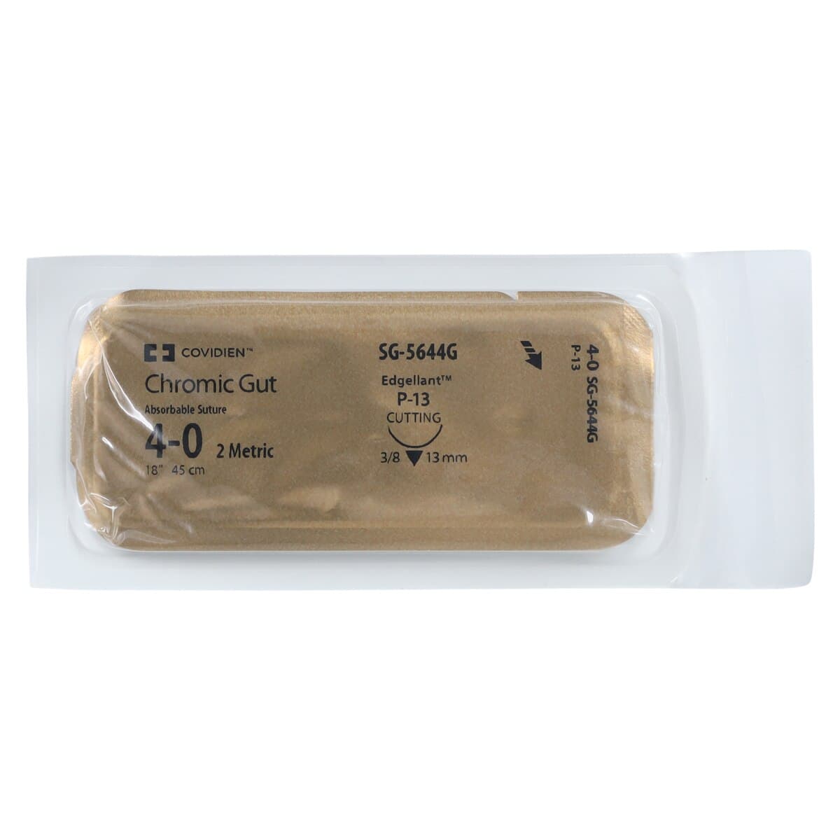 Surgigut Chromic Gut Suture, 4-0, 18", P-13 Premium Reverse Cutting 3/8 Circle Needle 13mm, Undyed, 12/Package thumbnail 3