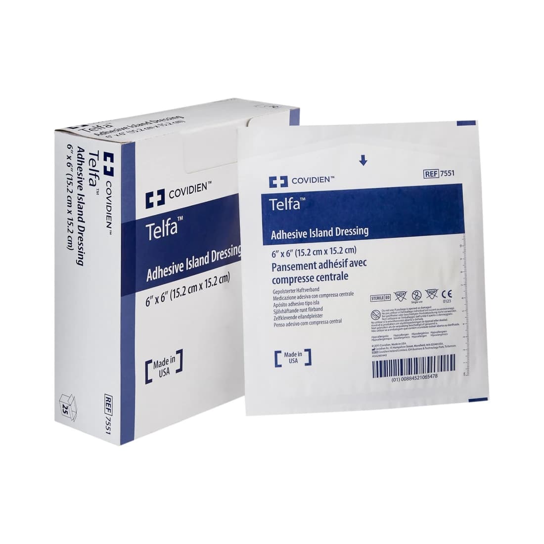 Telfa Island Dressing, 6x6 inch, Sterile, Non-Adherent, Adhesive, Absorbent, Latex-Free - Telfa Dressing Island - Image 1