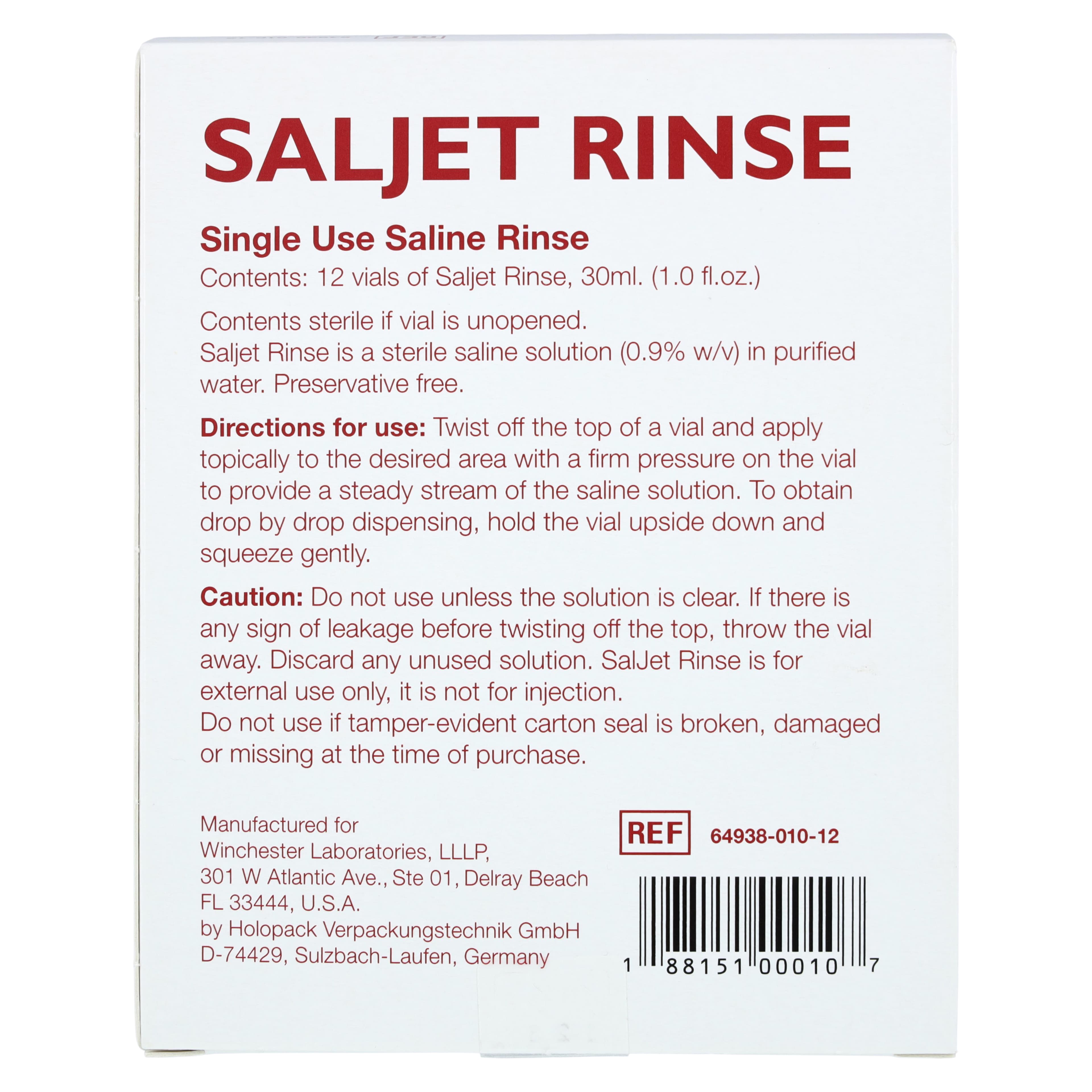 Saljet Sodium Chloride 0.9% Irrigation Solution, 30mL Vial, Sterile, Latex-Free, 12/Box thumbnail 4