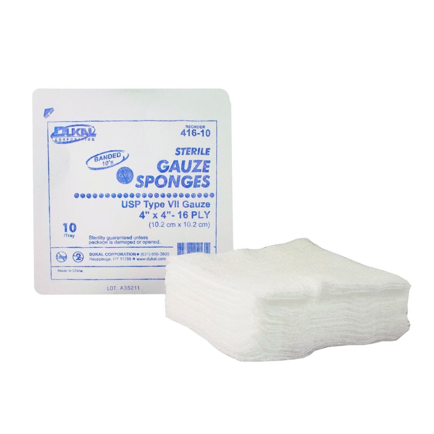 Dukal Premium Care 100% Woven Cotton Gauze Sponge, 4x4", 16 Ply, Sterile, USP Type VII, Latex-Free thumbnail 2
