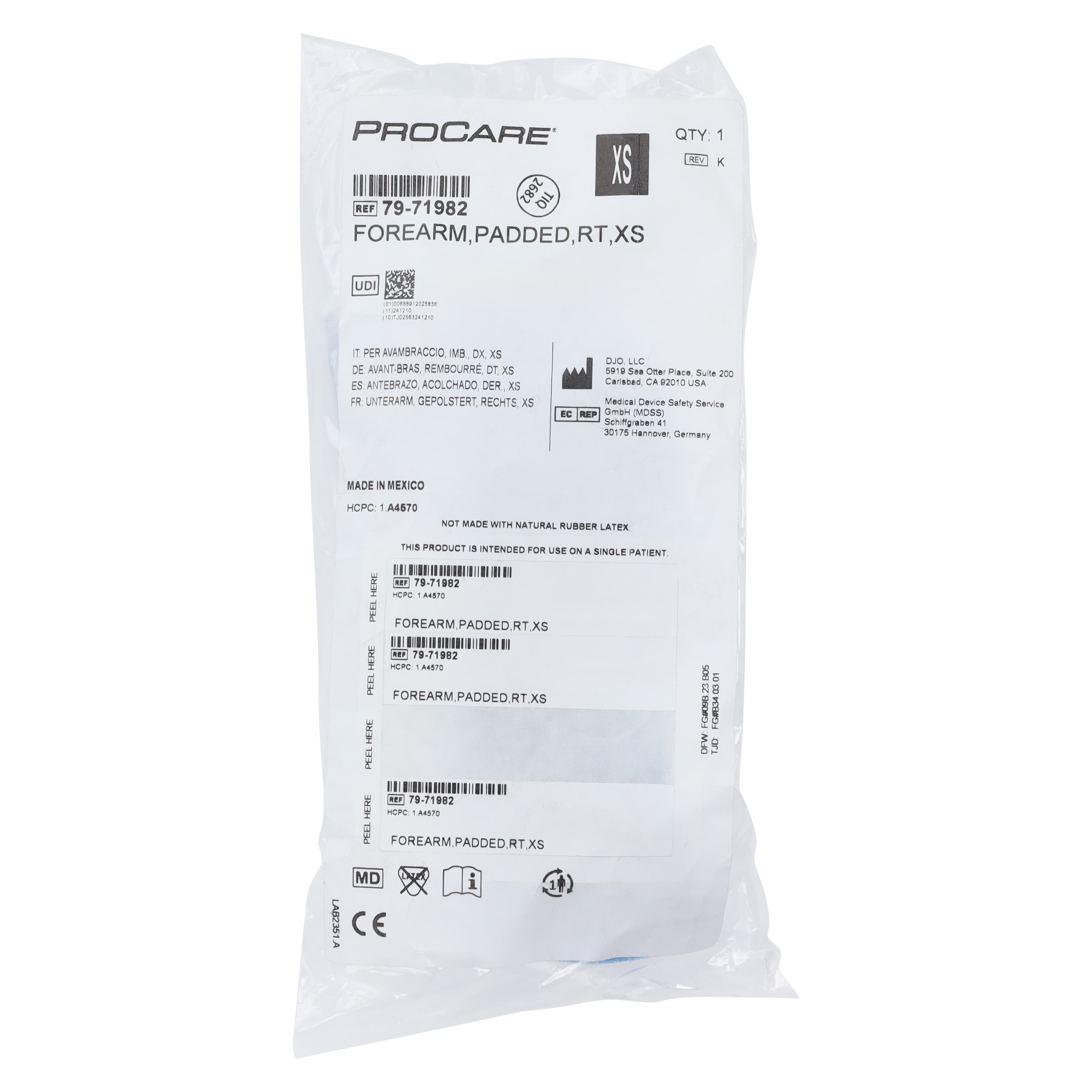 Procare Colles Splint Wrist/Forearm, Adult, Aluminum, X-Small, 7x2.25", Right thumbnail 4