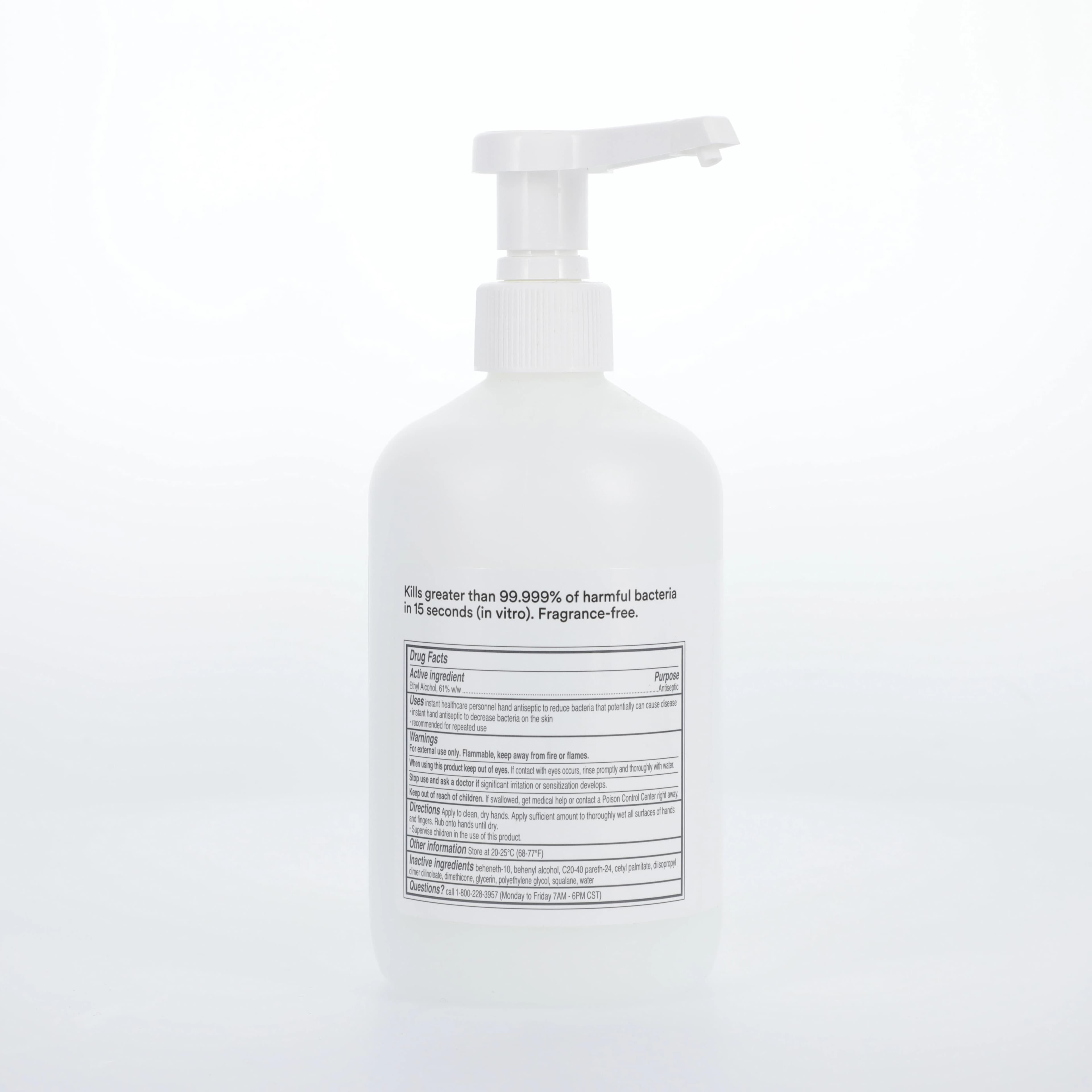 3M Avagard D Instant Hand Antiseptic with Moisturizers, 61% Ethyl Alcohol, Fragrance Free, 16 oz (500 mL) Pump Bottle, 9222 thumbnail 3