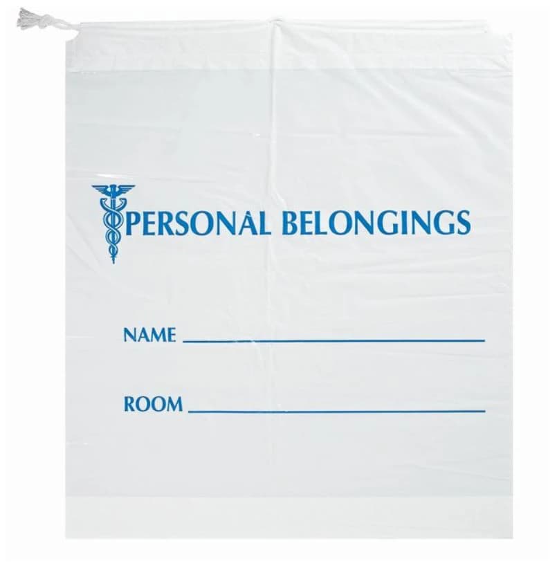 Patient Belongings Bag, Opaque White with Drawstring, 18" x 20", BG PERSNL WHITE W DRWSTG 18X20 - BG PERSNL WHITE W DRWSTG 18X20 - Image 1