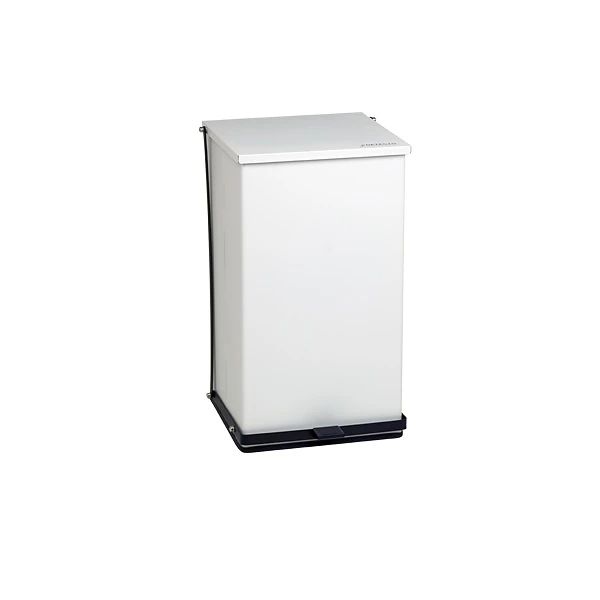 Detecto Step-On Trash Can, 25 gal, White, Foot Pedal, Self-Closing Lid, with Biohazard/Infectious Waste Adhesive Labels - Step-on Can 25gal White - Image 1