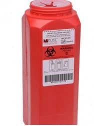Post Medical Sharps Container, 2 qt, Red, Screw Cap, Polypropylene, 12/Case - Sharps Containr Leaktight - Image 1