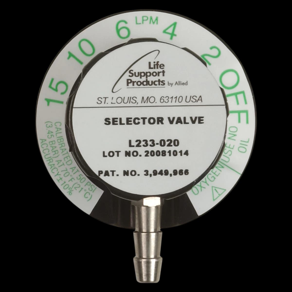 Allied Medical Selector Valve with Barbed Outlet - Selector Valve W/Barbed Outlet - Image 1