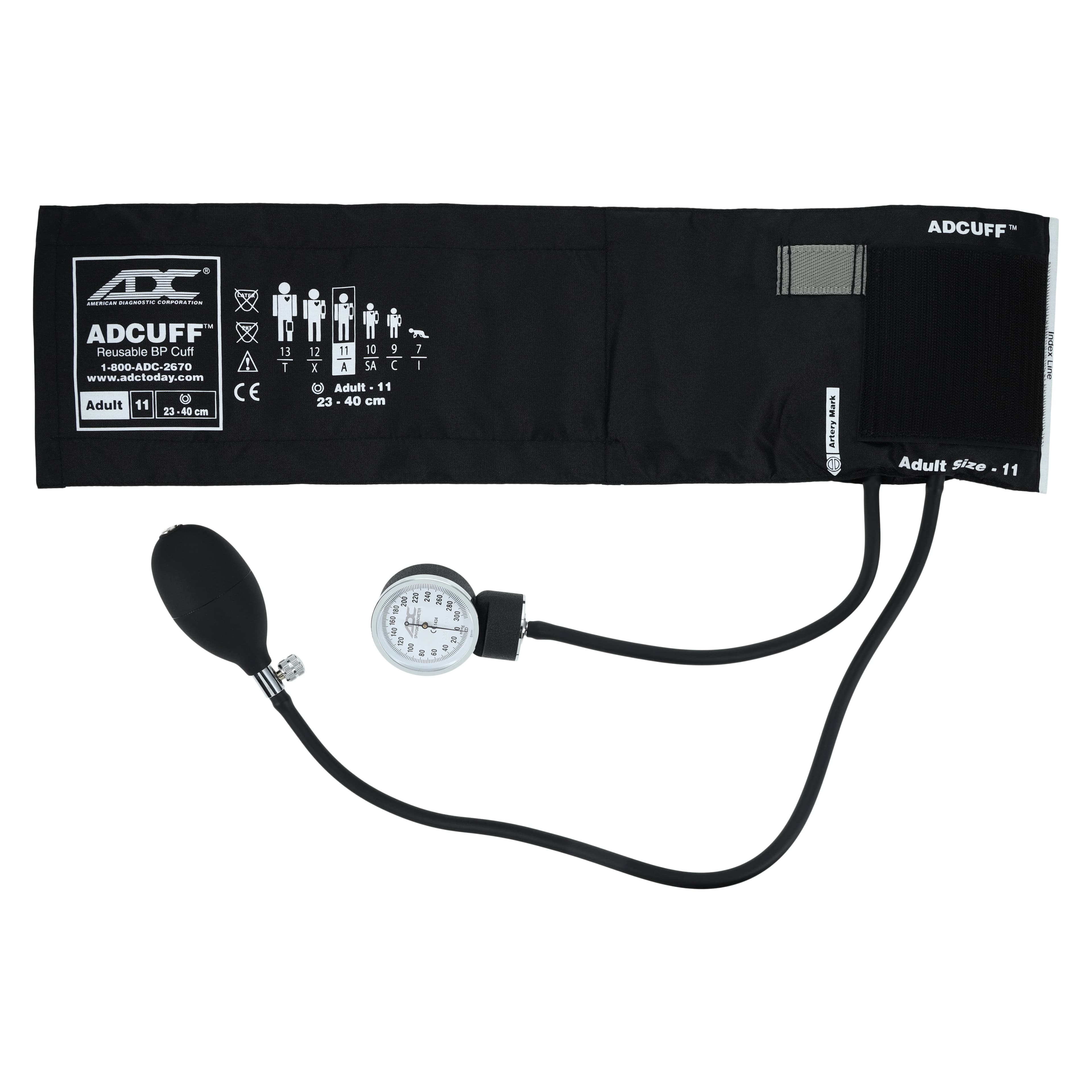 American Diagnostic Prosphyg 760 Series Aneroid Sphygmomanometer, Size 11, Black, Latex-Free, Arm Dial Display thumbnail 3