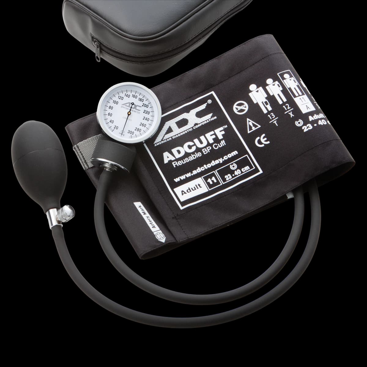 American Diagnostic Prosphyg 760 Series Aneroid Sphygmomanometer, Size 11, Black, Latex-Free, Arm Dial Display thumbnail 2