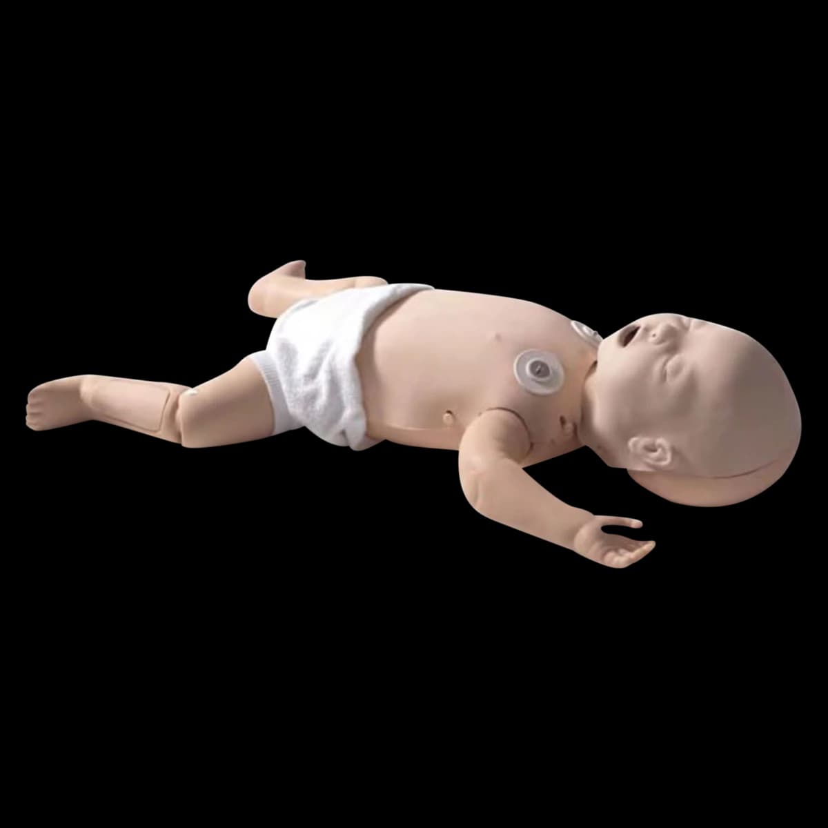 Laerdal ALS Baby Manikin Only, Light Skin, with Plastic Carry Case, IO Leg Replacement Pads, Pulse Bulb, and Airway Lubricant - ALS Baby Manikin Only - Image 1